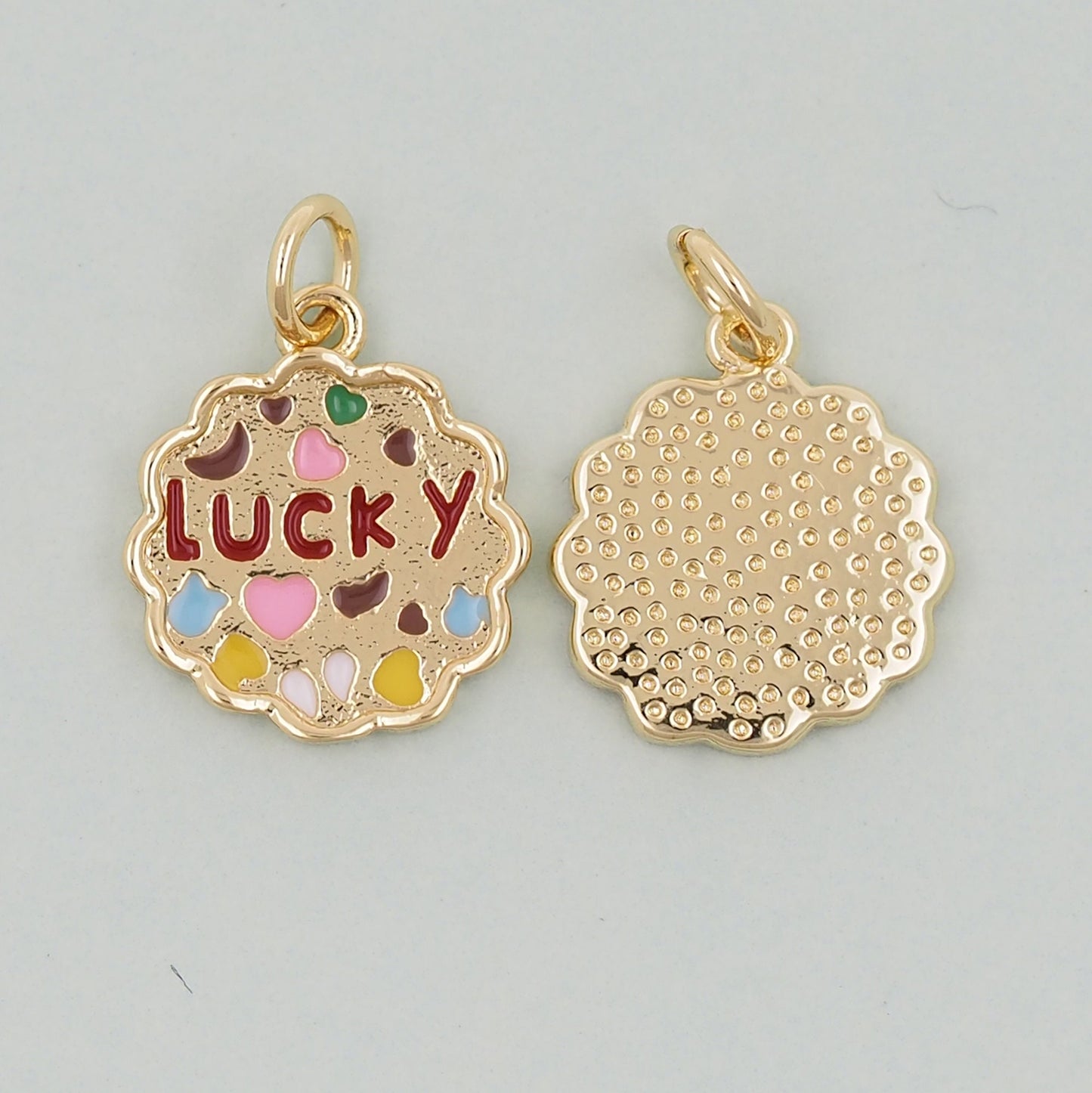 Gold lucky Charms,18K Gold Filled good luck Pendant,luck Charm Bracelet Necklace for DIY Jewelry Making Supply