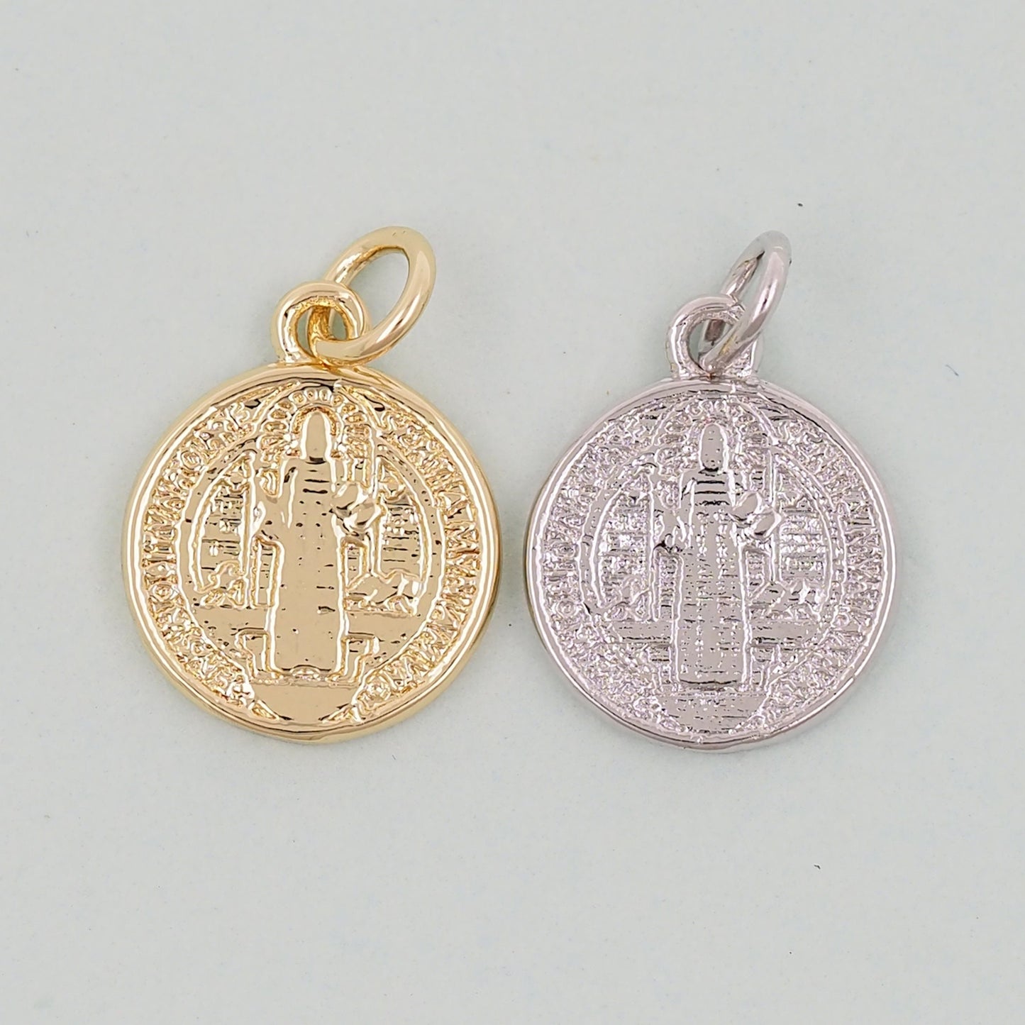 Gold Benedict Charms,18K Gold Filled Benedict Pendant,double sided Benedict Charm Bracelet Necklace for DIY Jewelry Making Supply