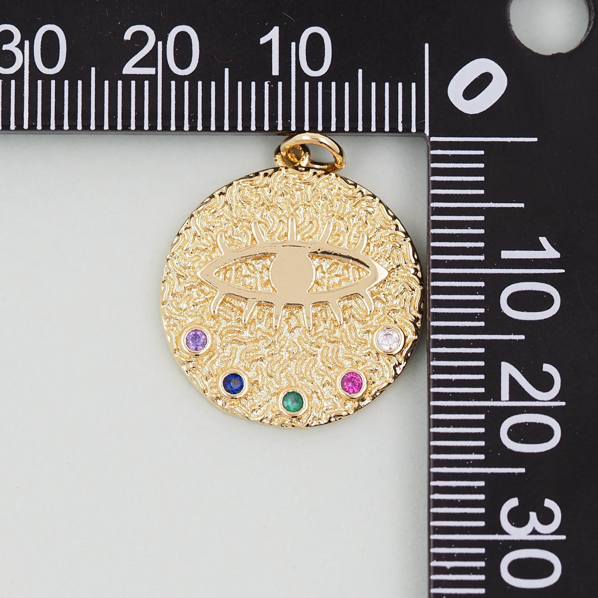 Gold Round Evil Eye Charms,18K Gold Filled Evil Eye Pendant,Evil Eye Charm Bracelet Necklace for DIY Jewelry Making Supply