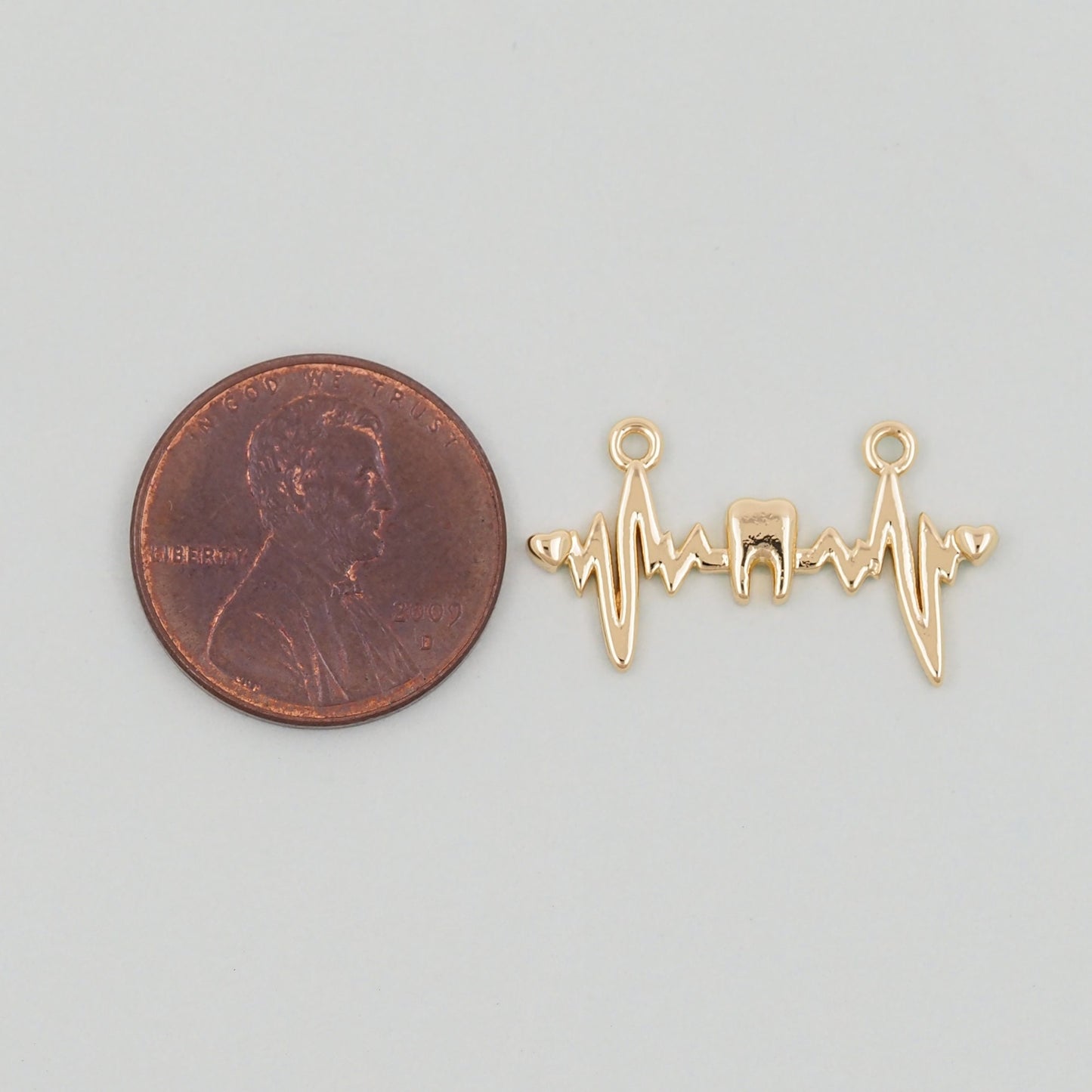 Gold Electrocardiogram ECG Charms,18K Gold Filled Electrocardiogram Pengdant Charm Bracelet Necklace for DIY Jewelry Making Supply