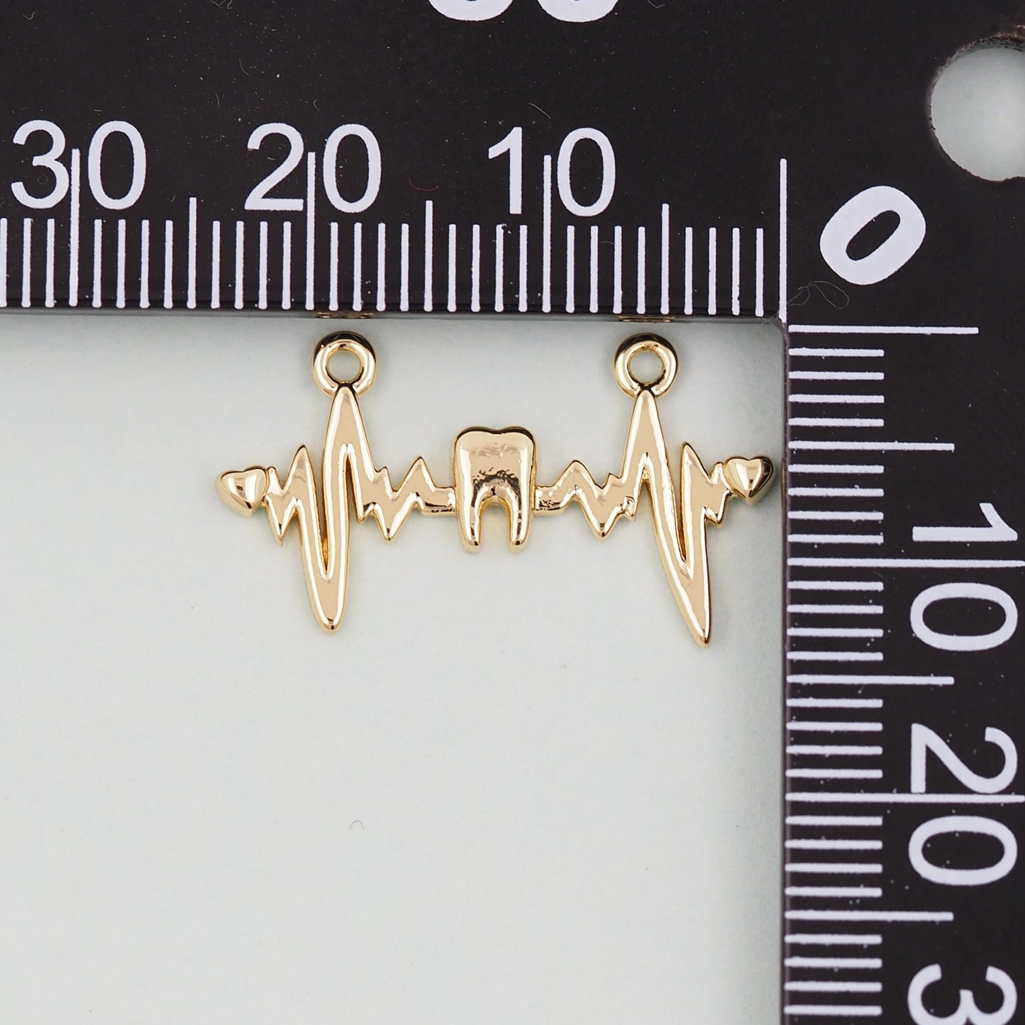 Gold Electrocardiogram ECG Charms,18K Gold Filled Electrocardiogram Pengdant Charm Bracelet Necklace for DIY Jewelry Making Supply