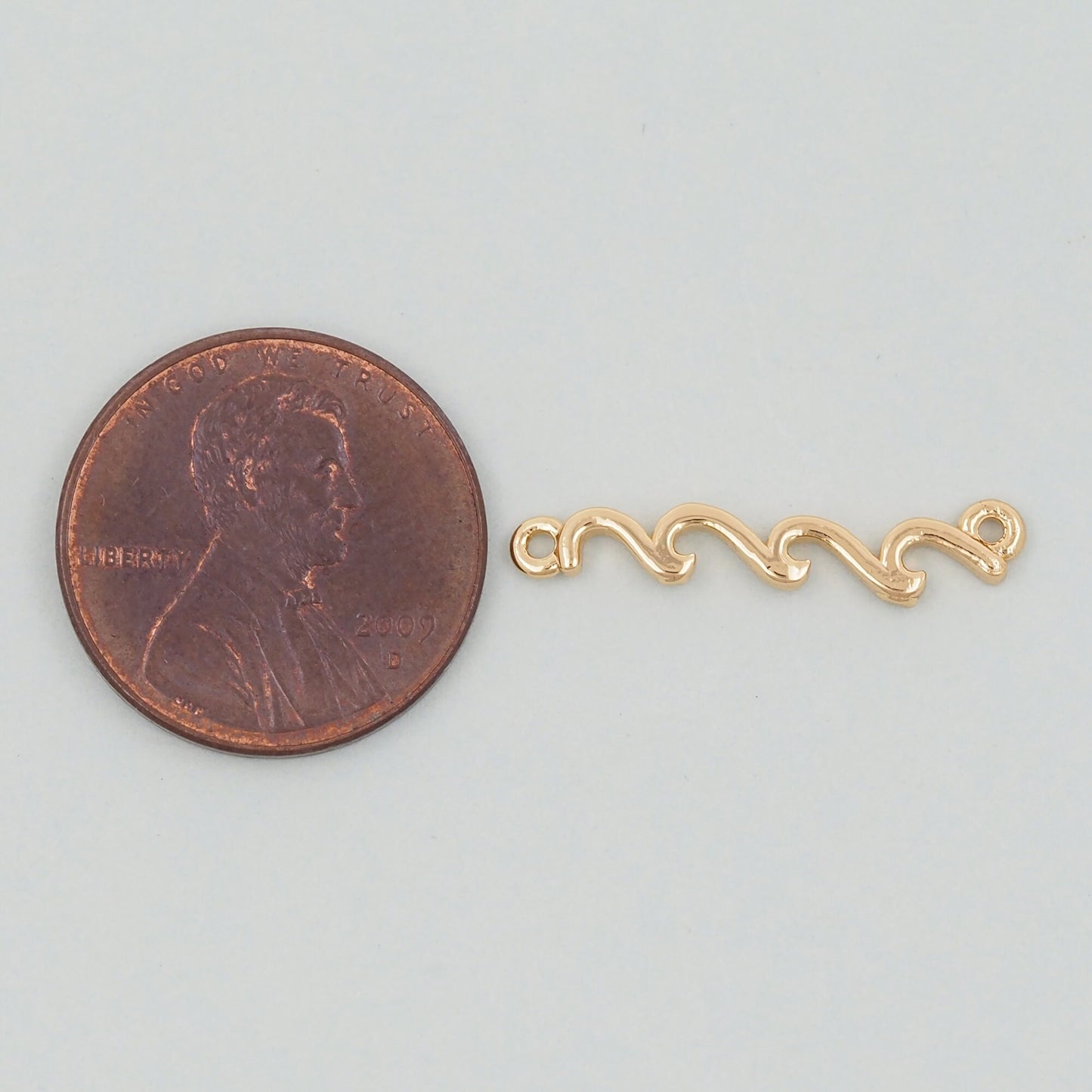 Gold Wave Charms,18K Gold Filled wave Pendant,wave Charm Bracelet Necklace for DIY Jewelry Making Supply