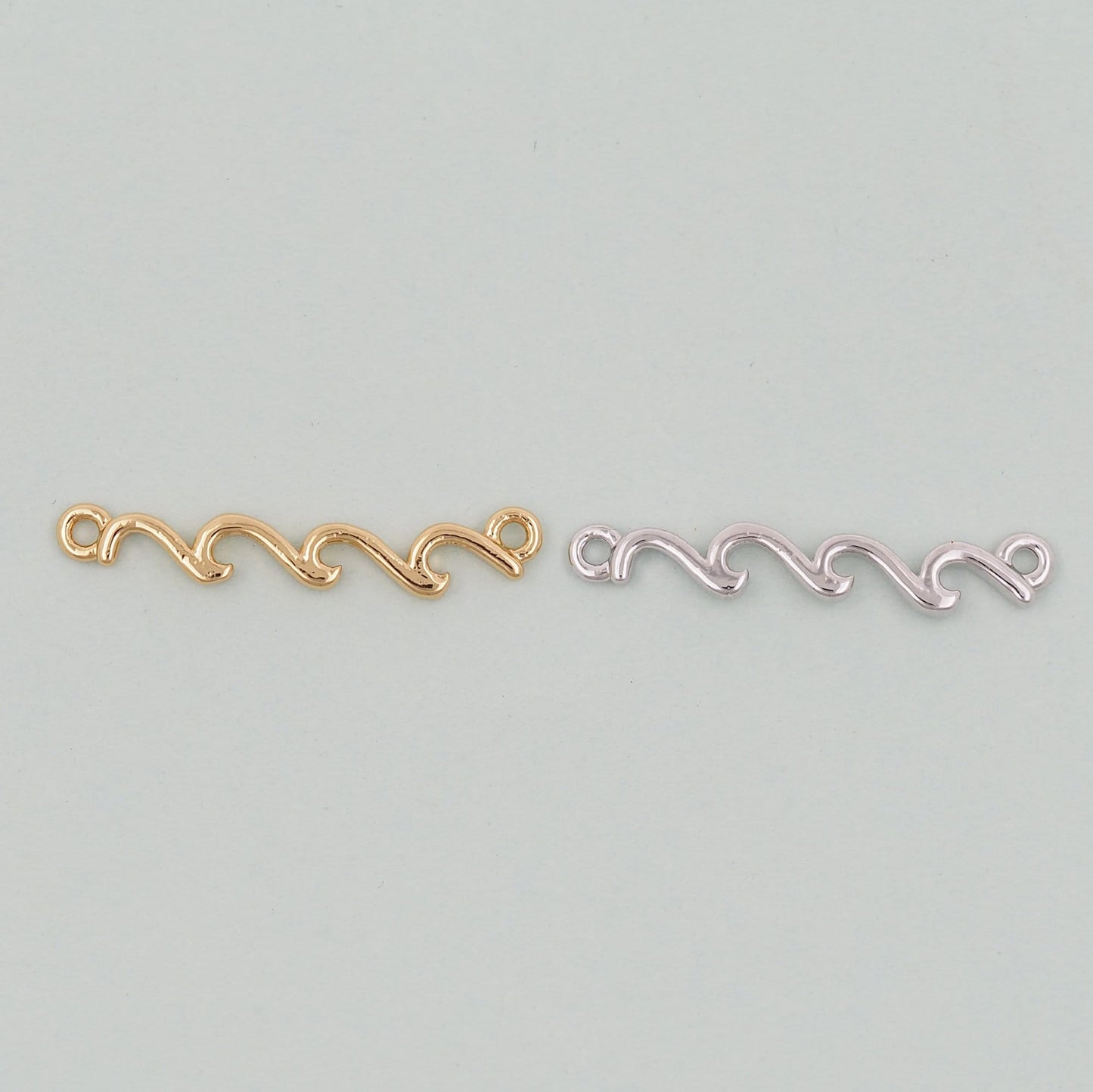 Gold Wave Charms,18K Gold Filled wave Pendant,wave Charm Bracelet Necklace for DIY Jewelry Making Supply