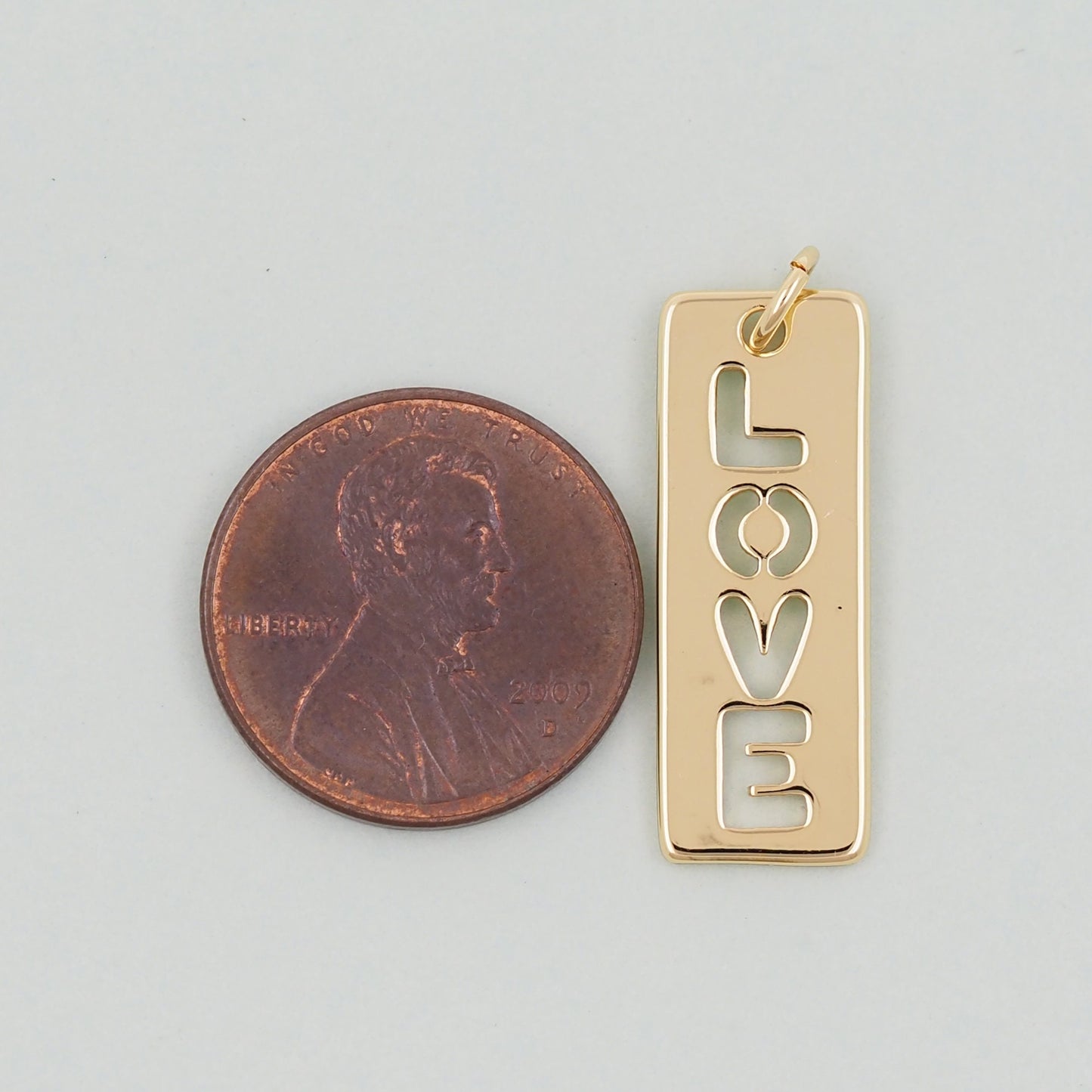 18K Gold Filled Love Pendant,Love Charm Bracelet Necklace for DIY Jewelry Making Supply