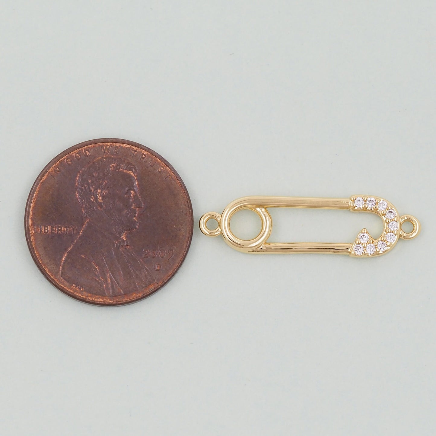 18K Gold Filled Safety Pin Connector Charm for DIY Necklacee Jewelry Making