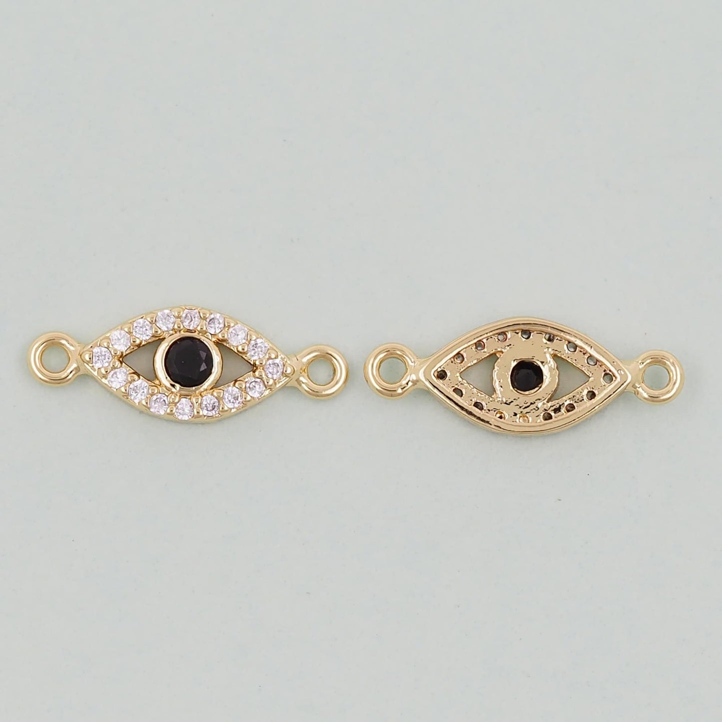 Gold Evil Eye Charms,18K Gold Filled Black Evil Eye Connector Pendant Charm Bracelet Necklace for DIY Jewelry Making Supply