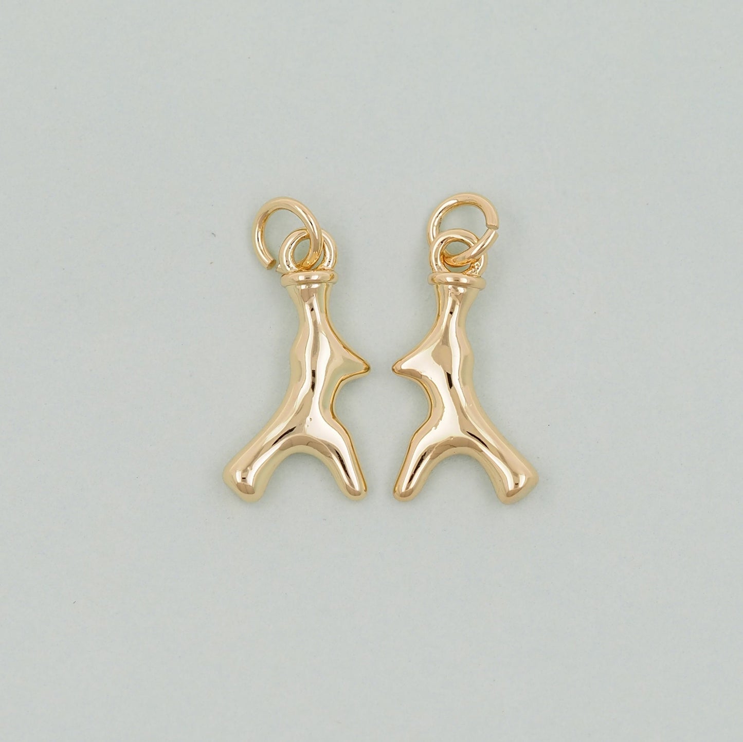 Gold geometry Charm,18K Gold Filled Geometric Pendant,elk horns Charm Bracelet Necklace for DIY Jewelry Making Supply