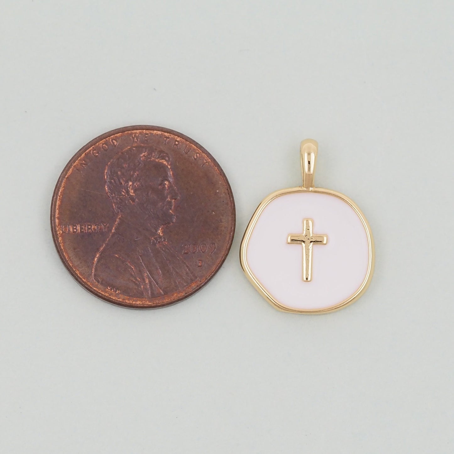 18K Gold Filled Cross Pendant,Enamel Cross Charm Bracelet Necklace for DIY Jewelry Making Supply