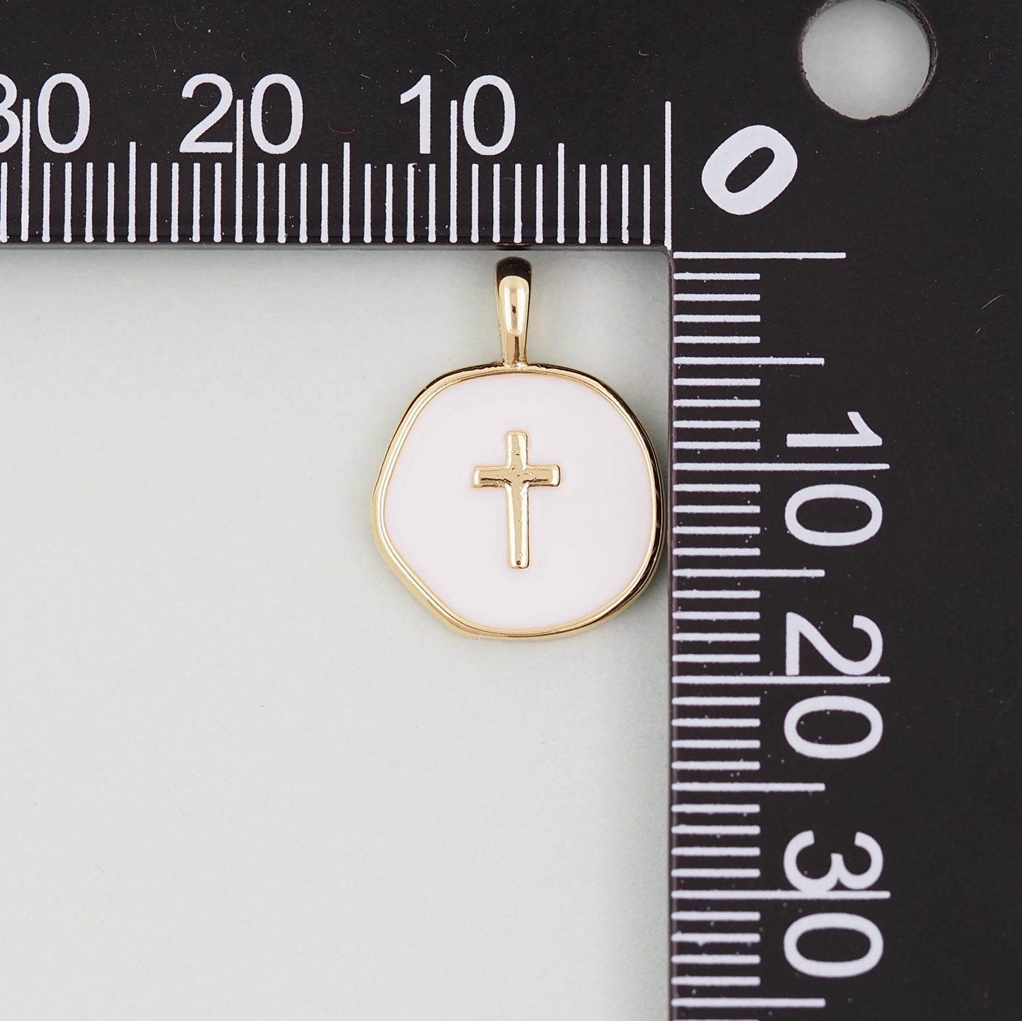 18K Gold Filled Cross Pendant,Enamel Cross Charm Bracelet Necklace for DIY Jewelry Making Supply