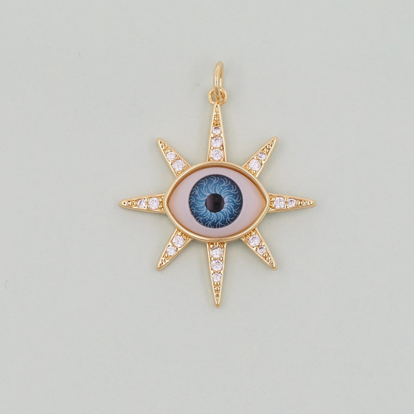 Gold Evil Eye Charms,18K Gold Filled Evil Eye Pendant,Sun Evil Eye Charm Bracelet Necklace for DIY Jewelry Making Supply