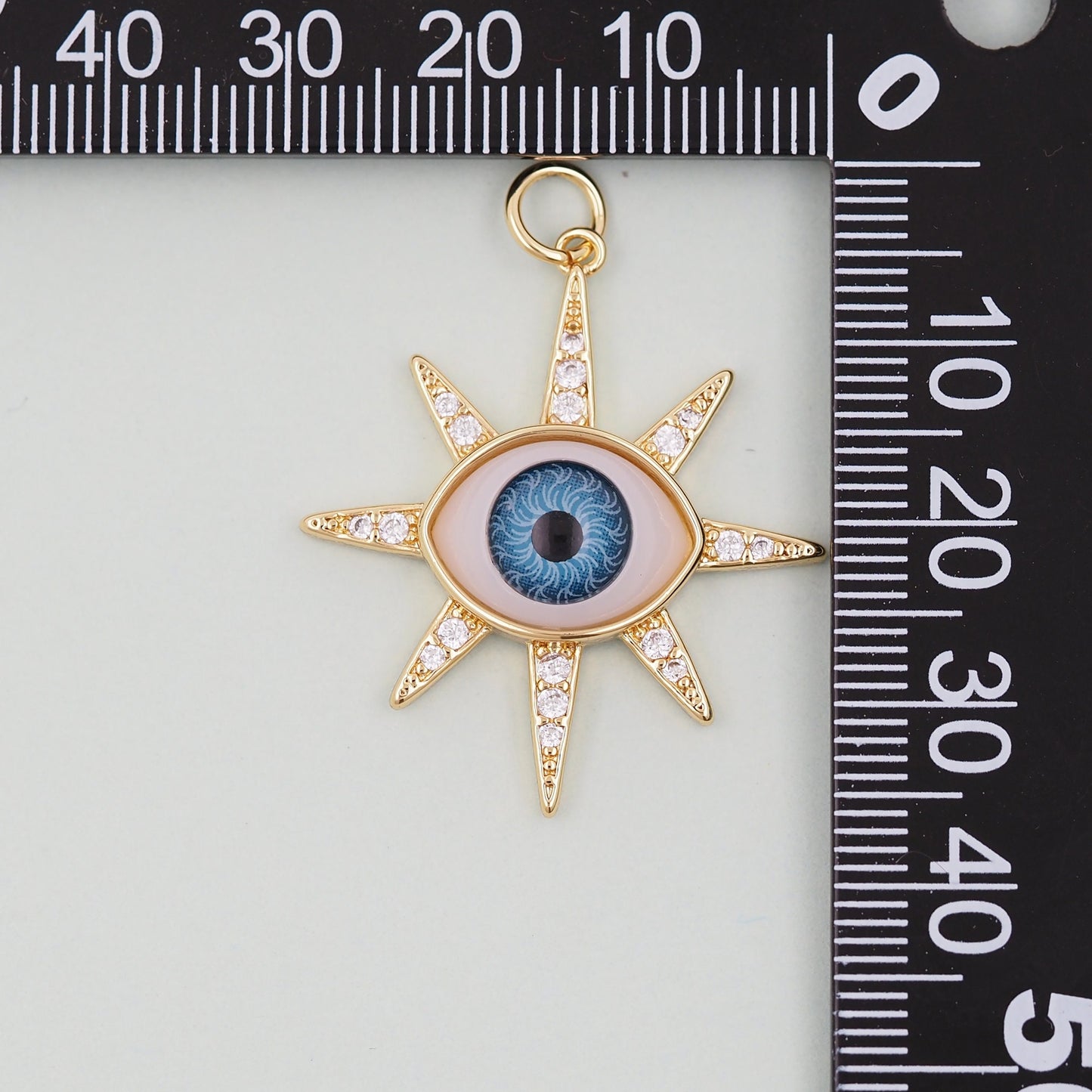 Gold Evil Eye Charms,18K Gold Filled Evil Eye Pendant,Sun Evil Eye Charm Bracelet Necklace for DIY Jewelry Making Supply