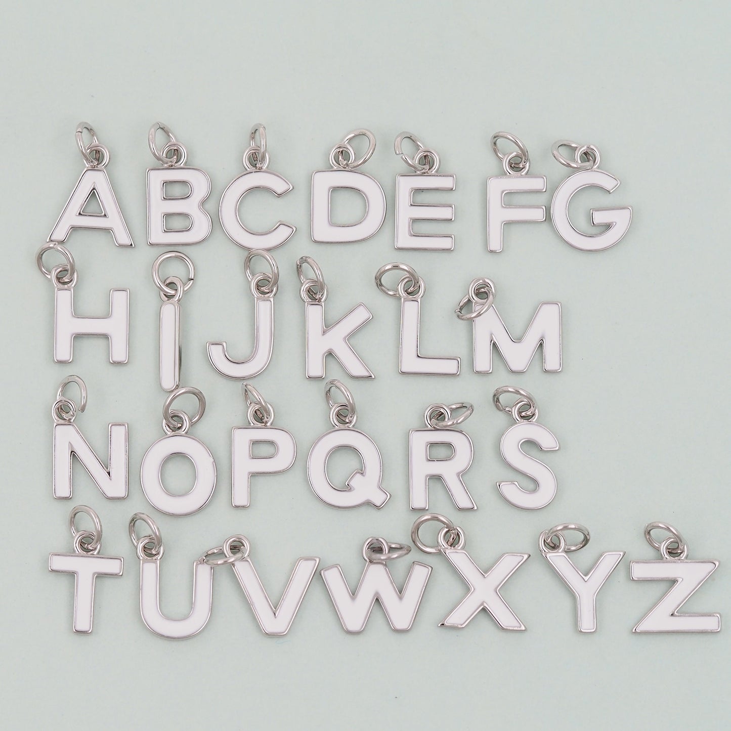 Gold letter Charms,18K Gold Filled letter Pendant,White enamel initial Charm Bracelet Necklace for DIY Jewelry Making Supply