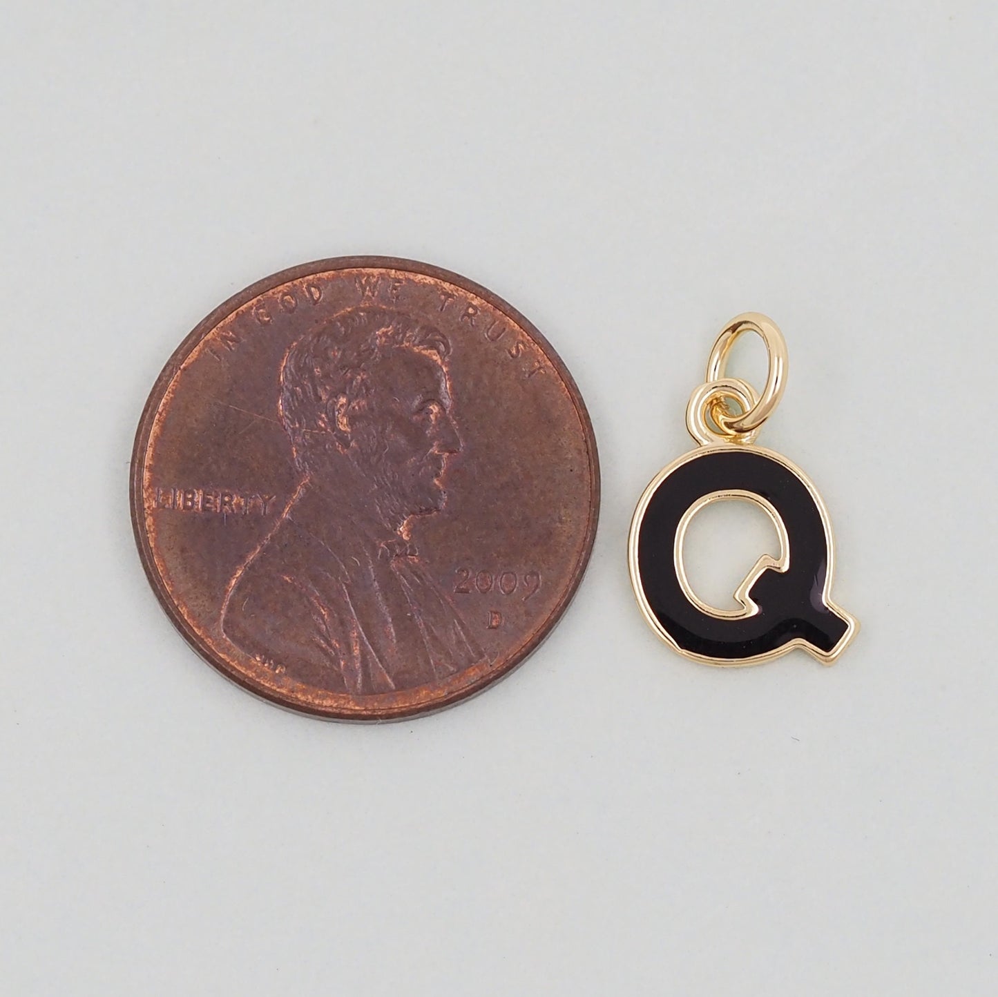 Gold letter Charms,18K Gold Filled letter Pendant,Black enamel initial Charm Bracelet Necklace for DIY Jewelry Making Supply