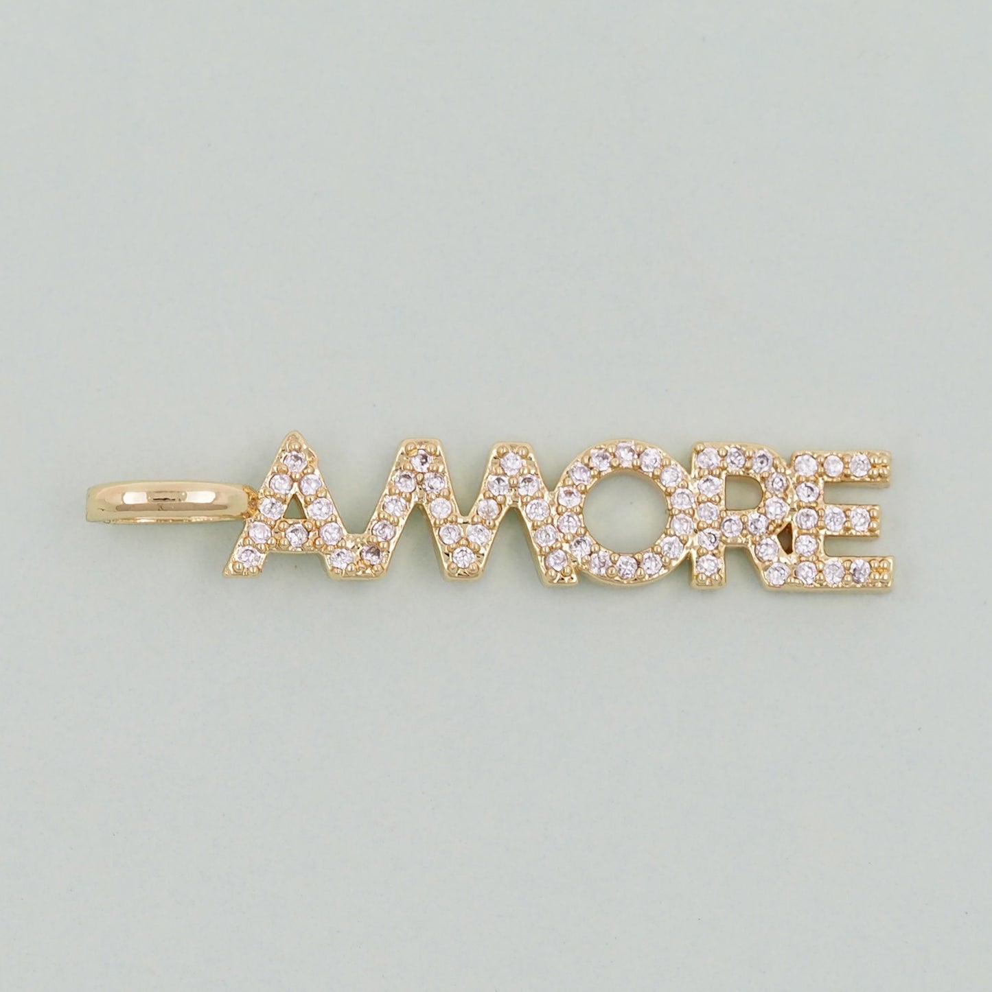 Gold letter Charms,18K Gold Fille amore Pendant,amore Charm Bracelet Necklace for DIY Jewelry Making Supply
