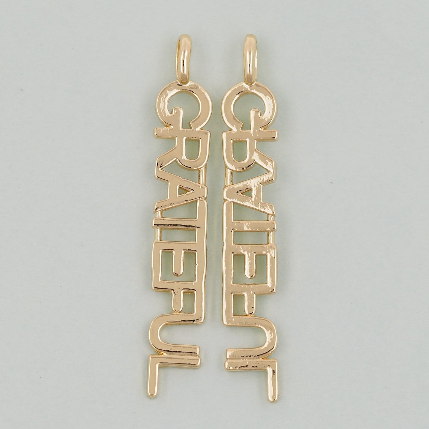 Gold letter Charms,18K Gold Fille grateful Pendant,grateful Charm Bracelet Necklace for DIY Jewelry Making Supply