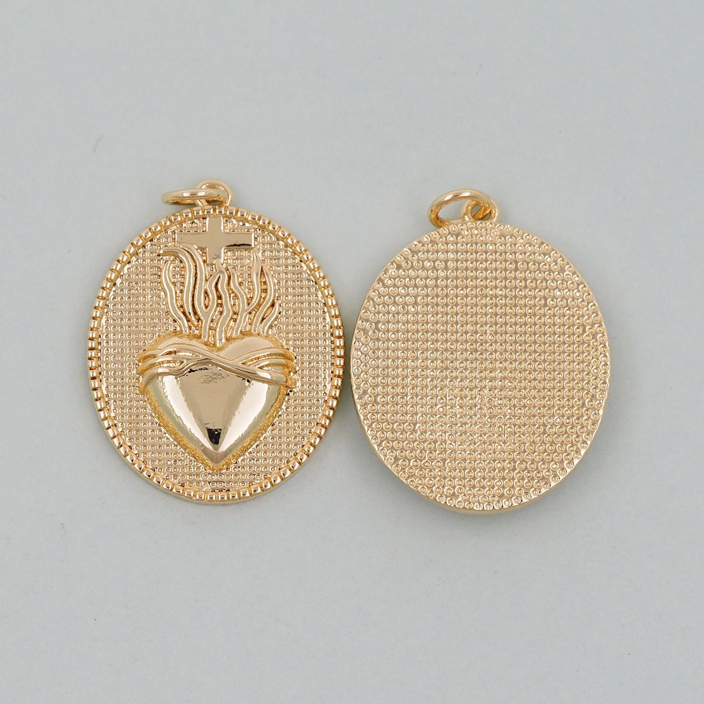 Gold Heart Charms,18K Gold Filled Cross Heart Pendant,sacred Heart Charm Bracelet Necklace for DIY Jewelry Making Supply