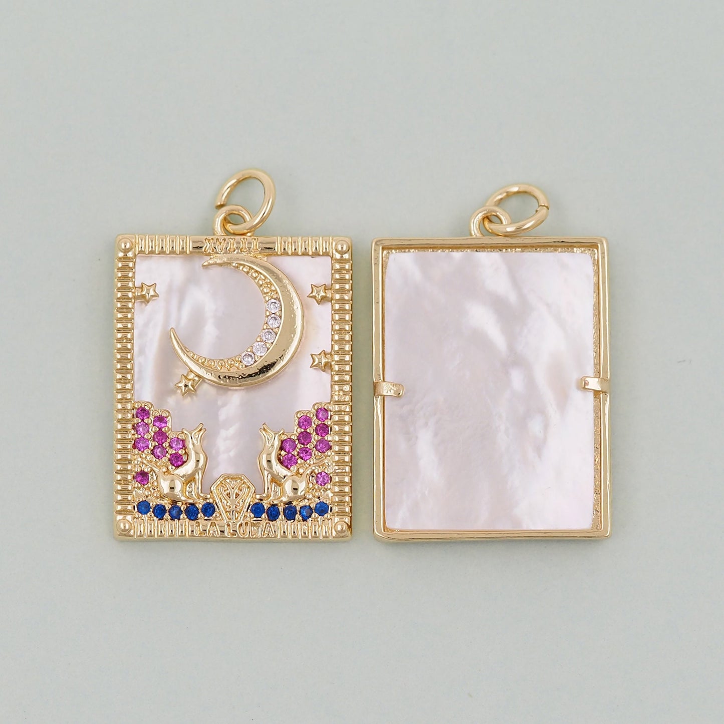 Gold Tarot Charms,18K Gold Fille Tarot Pendant,Tarot Moon Charm Bracelet Necklace for DIY Jewelry Making Supply