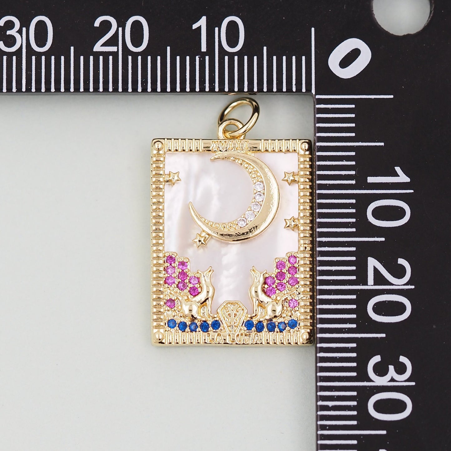 Gold Tarot Charms,18K Gold Fille Tarot Pendant,Tarot Moon Charm Bracelet Necklace for DIY Jewelry Making Supply