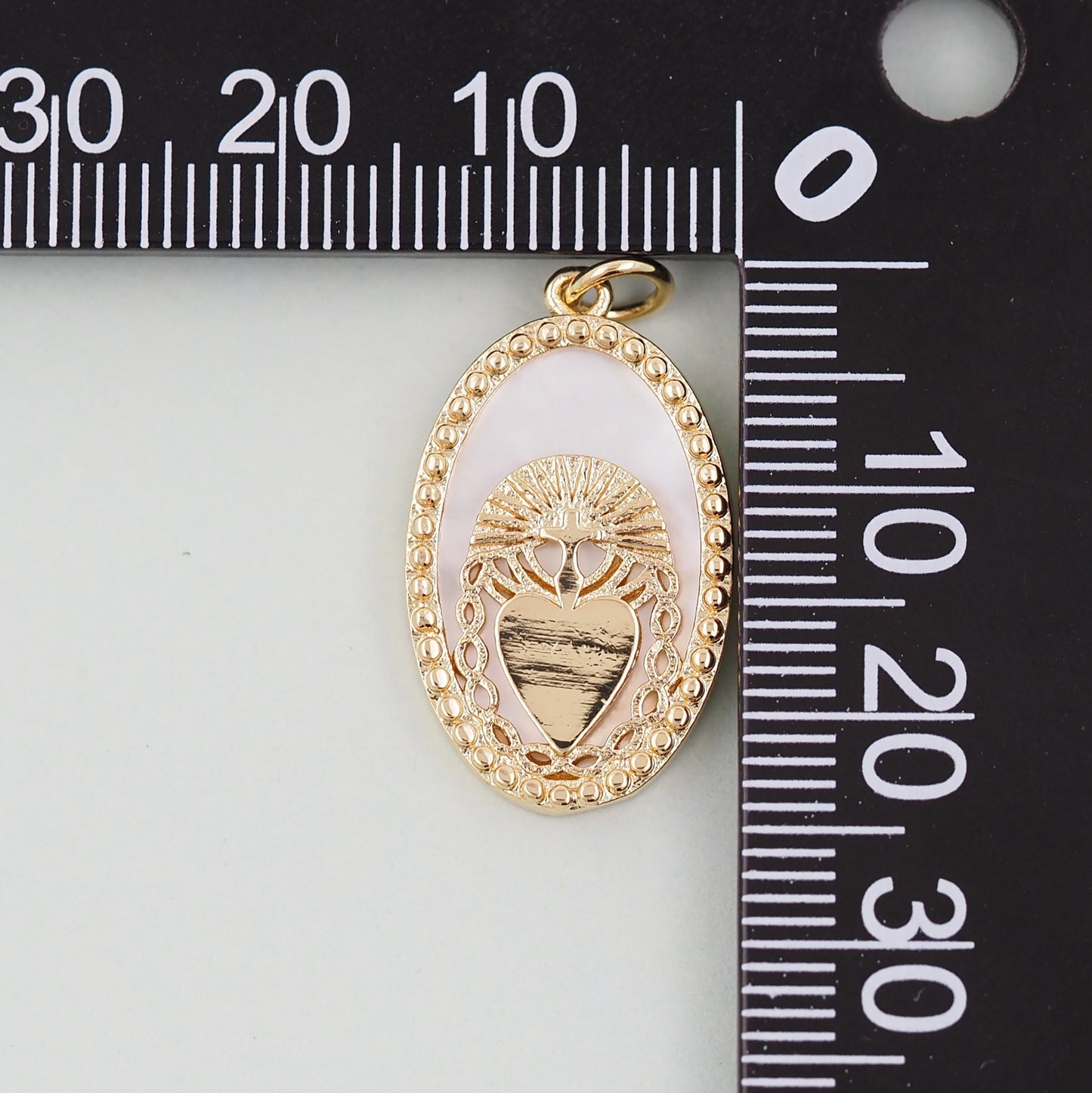 Gold sacred Heart Charms,18K Gold Filled Milagro Heart Pendant,Religious Charm Bracelet Necklace for DIY Jewelry Making Supply
