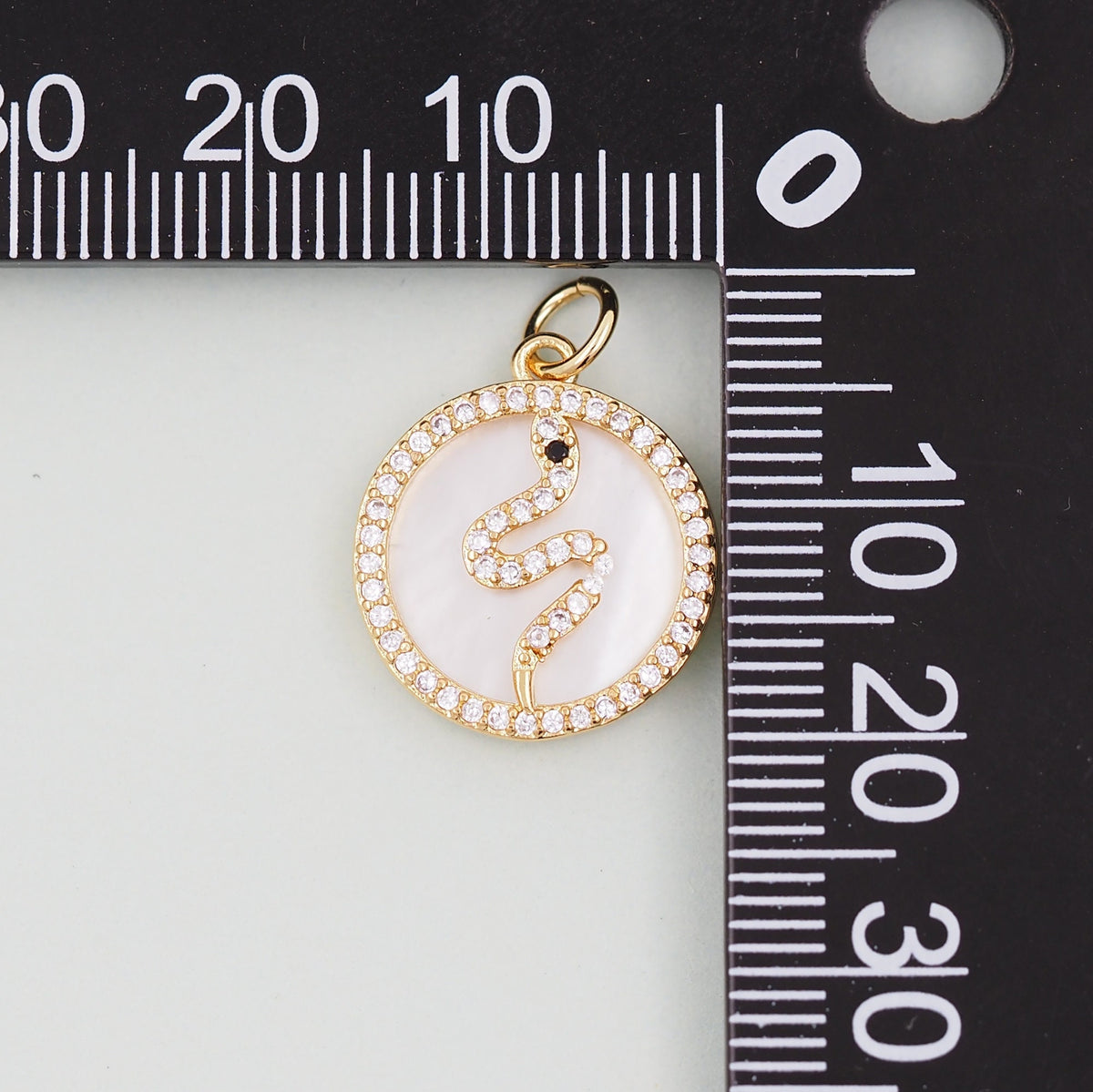 18K Gold Filled Snake CZ Charm Pendant for Jewelry Making