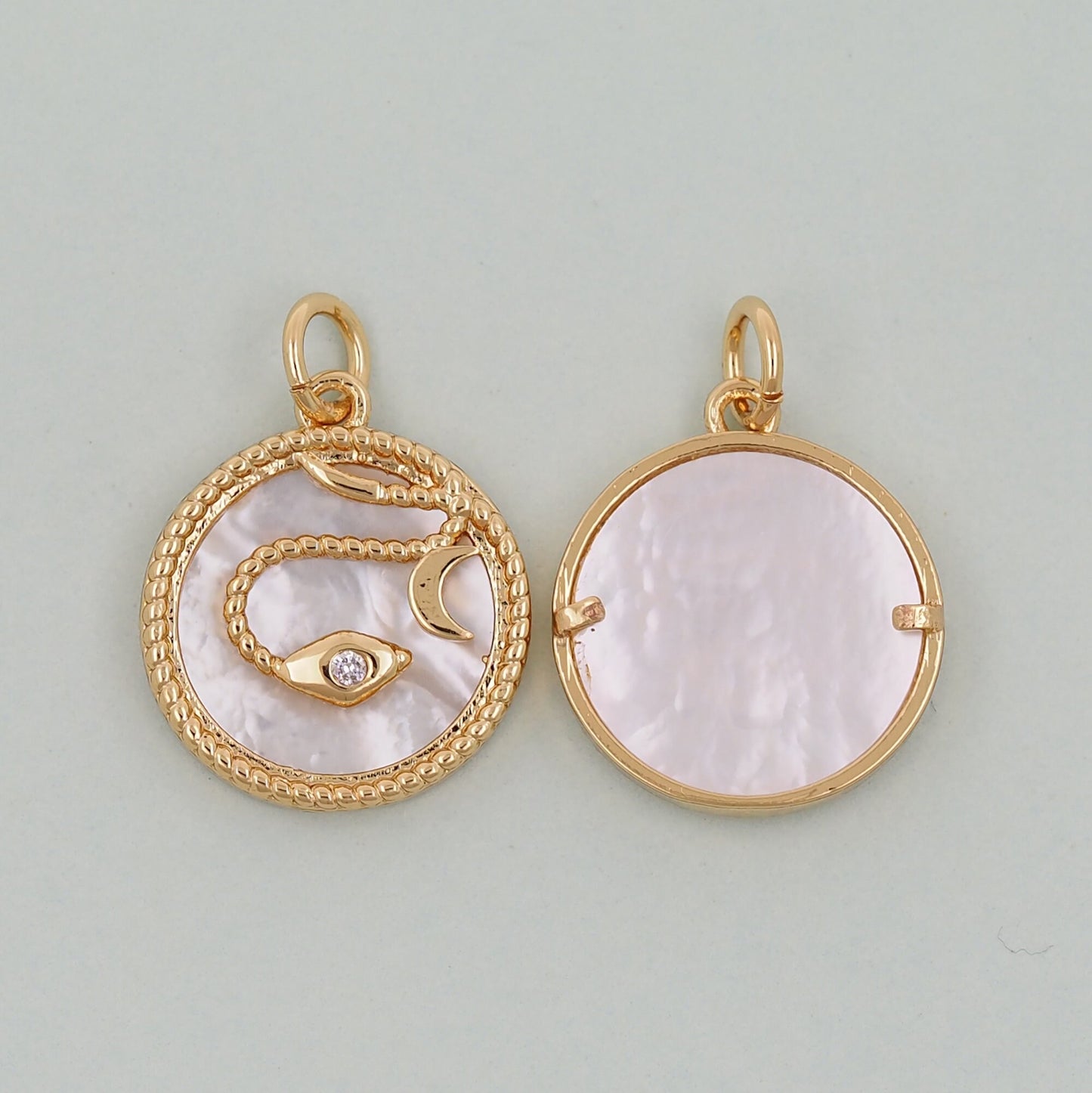 Gold Snake charms,18K Gold Filled CZ Snake Pendant,Snake Charms Bracelet Necklace for DIY Jewelry Making Supply