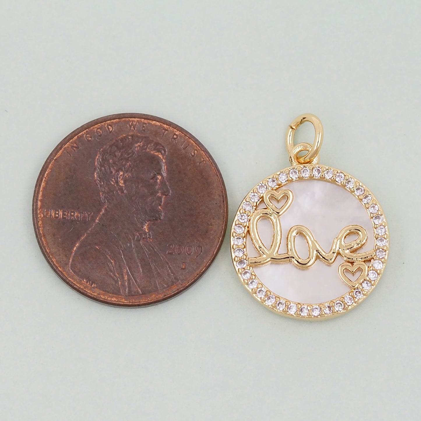 Gold Round Charms,18K Gold Fille Love Pendant,Love Charm Bracelet Necklace for DIY Jewelry Making Supply