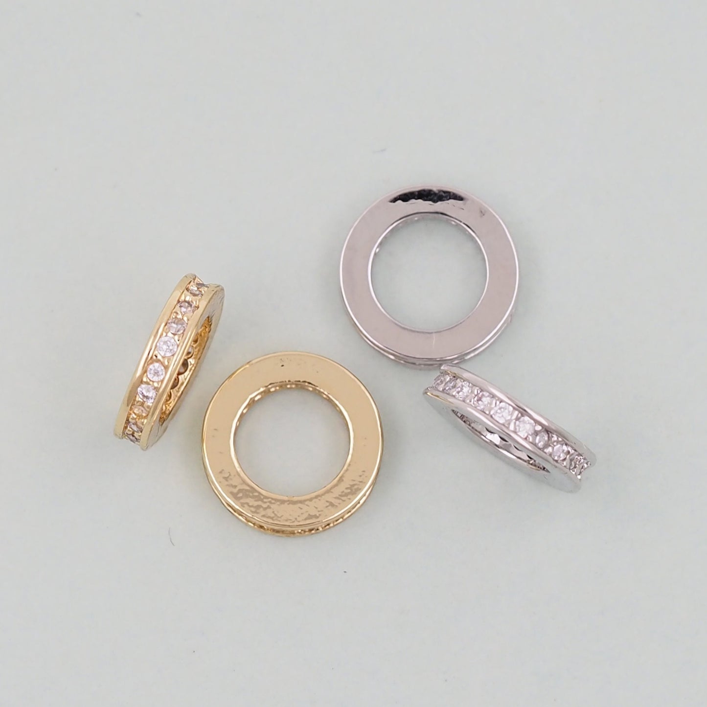 Gold Flat Round Beads Charms,18K Gold Filled barrel spacer beads Bracelet Necklace for DIY Jewelry Making Supply