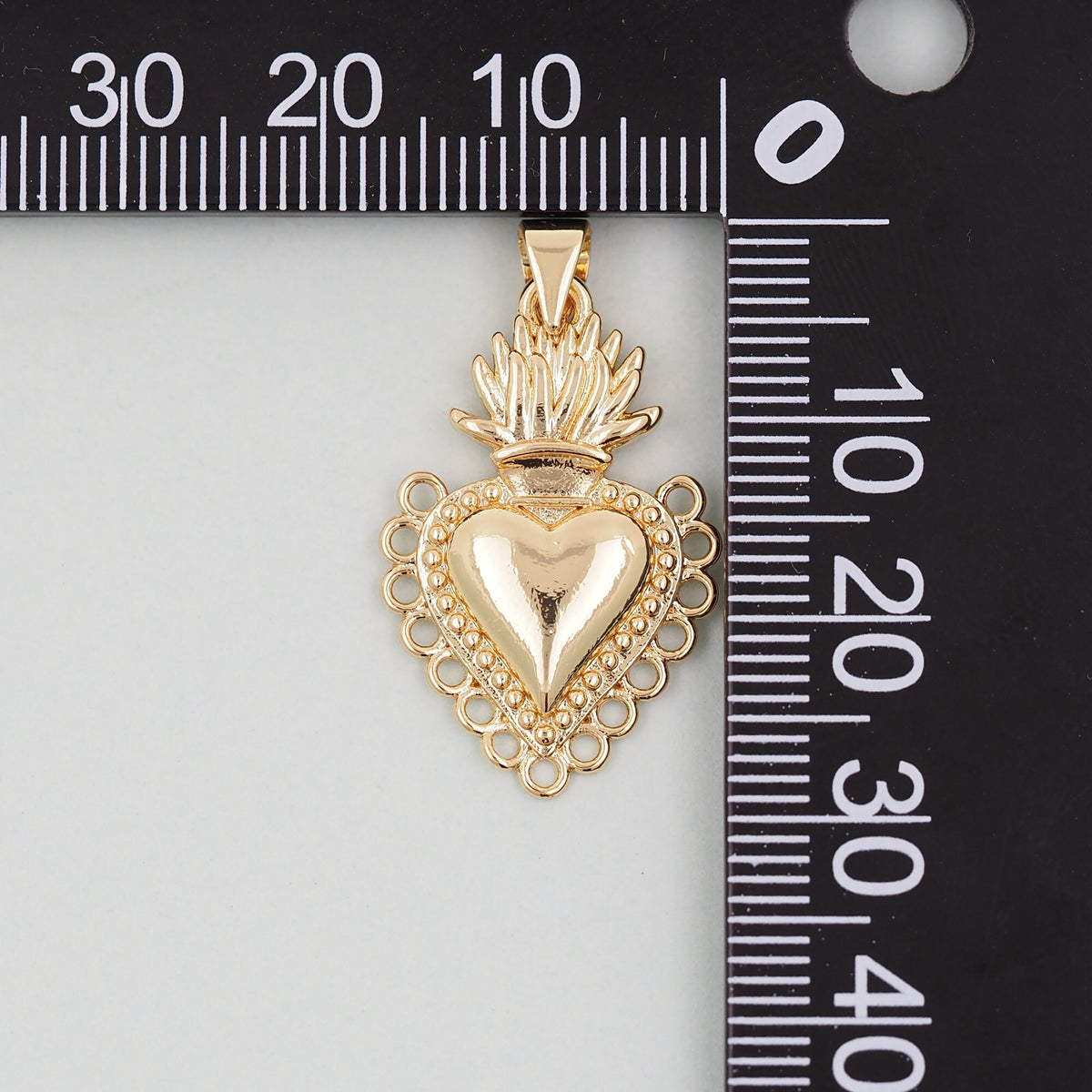 Gold sacred Heart Charms,18K Gold Filled sacred heart Pendant,Religious Charm Bracelet Necklace for DIY Jewelry Making Supply