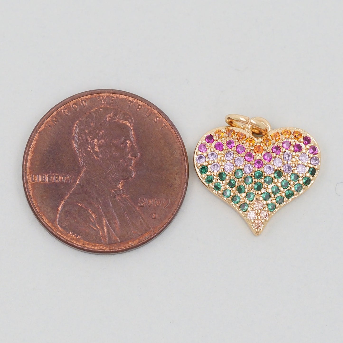 Gold colorful Heart Charms,18K Gold Filled Heart Pendant,Heart Charm Bracelet Necklace for DIY Jewelry Making Supply