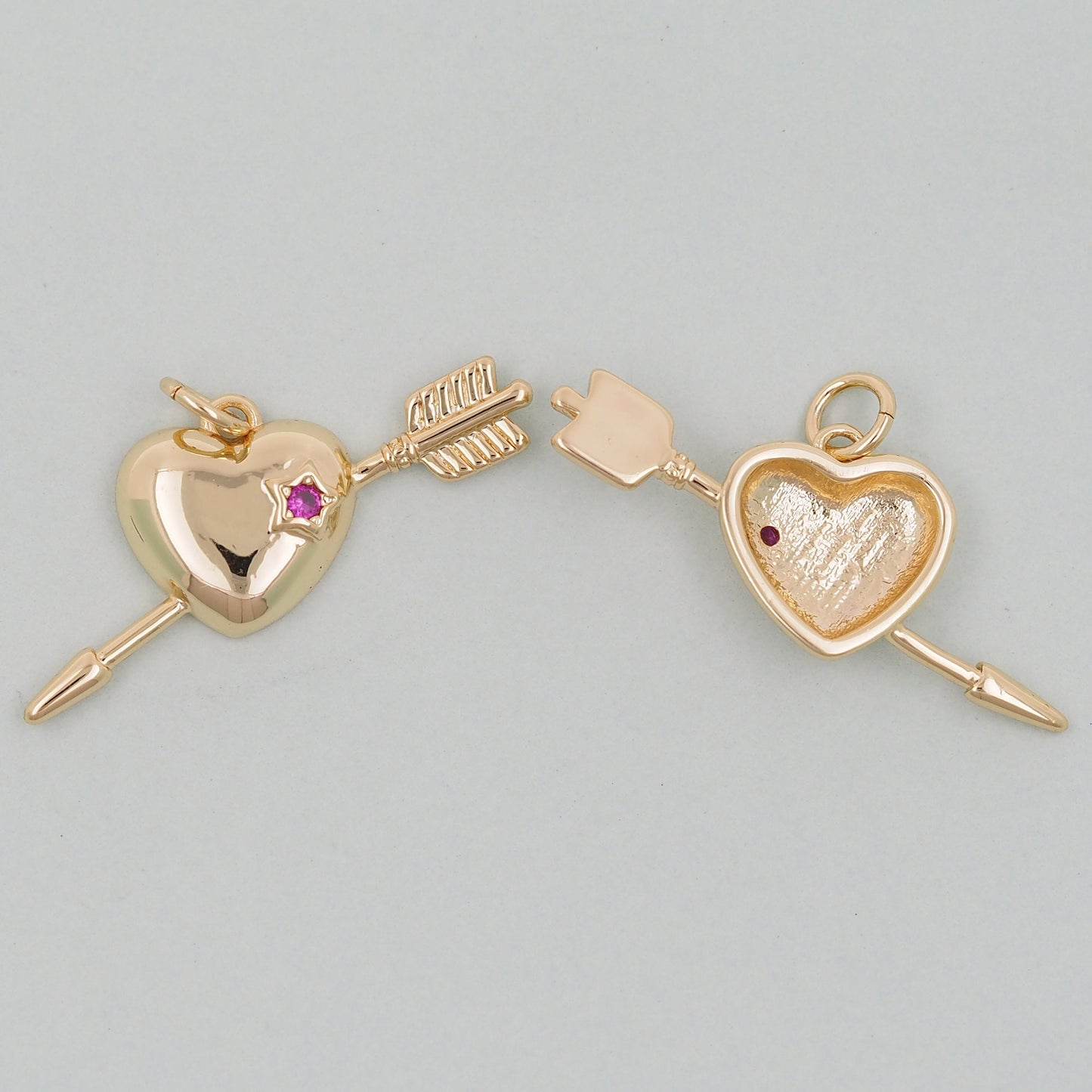 Gold Heart arrow Charms,18K Gold Filled Heart Pendant,Heart Love Charm Bracelet Necklace for DIY Jewelry Making Supply