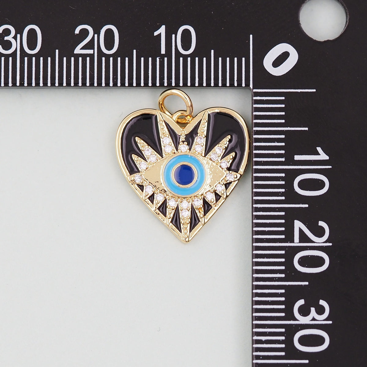 Gold Heart Evil Eye Charms,18K Gold Filled Heart Pendant,Black Heart Eye Charm Bracelet Necklace for DIY Jewelry Making Suppl