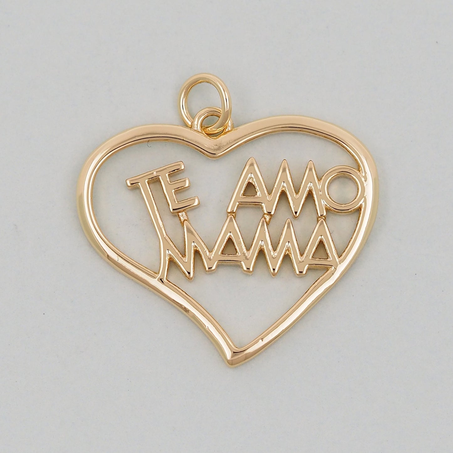 Gold Heart Charms,18K Gold Filled Heart Mama Pendant,Heart Love Charm Bracelet Necklace for DIY Jewelry Making Supply