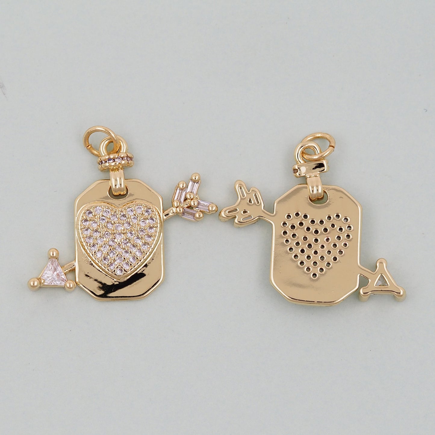 Gold rectangle Heart Charms,18K Gold Filled Enamel Heart Pendant,Heart arrow Charm Bracelet Necklace for DIY Jewelry Making Supply