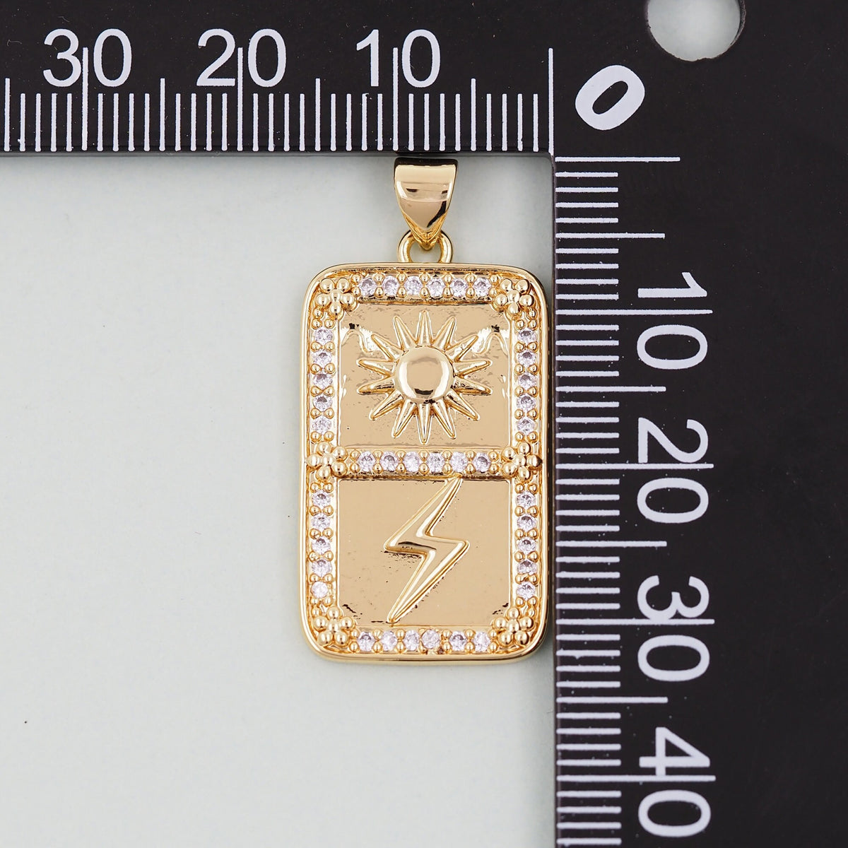 Gold rectangle Charms,18K Gold Filled Sun Pendant,Silver lightning Charm Bracelet Necklace for DIY Jewelry Making Supply