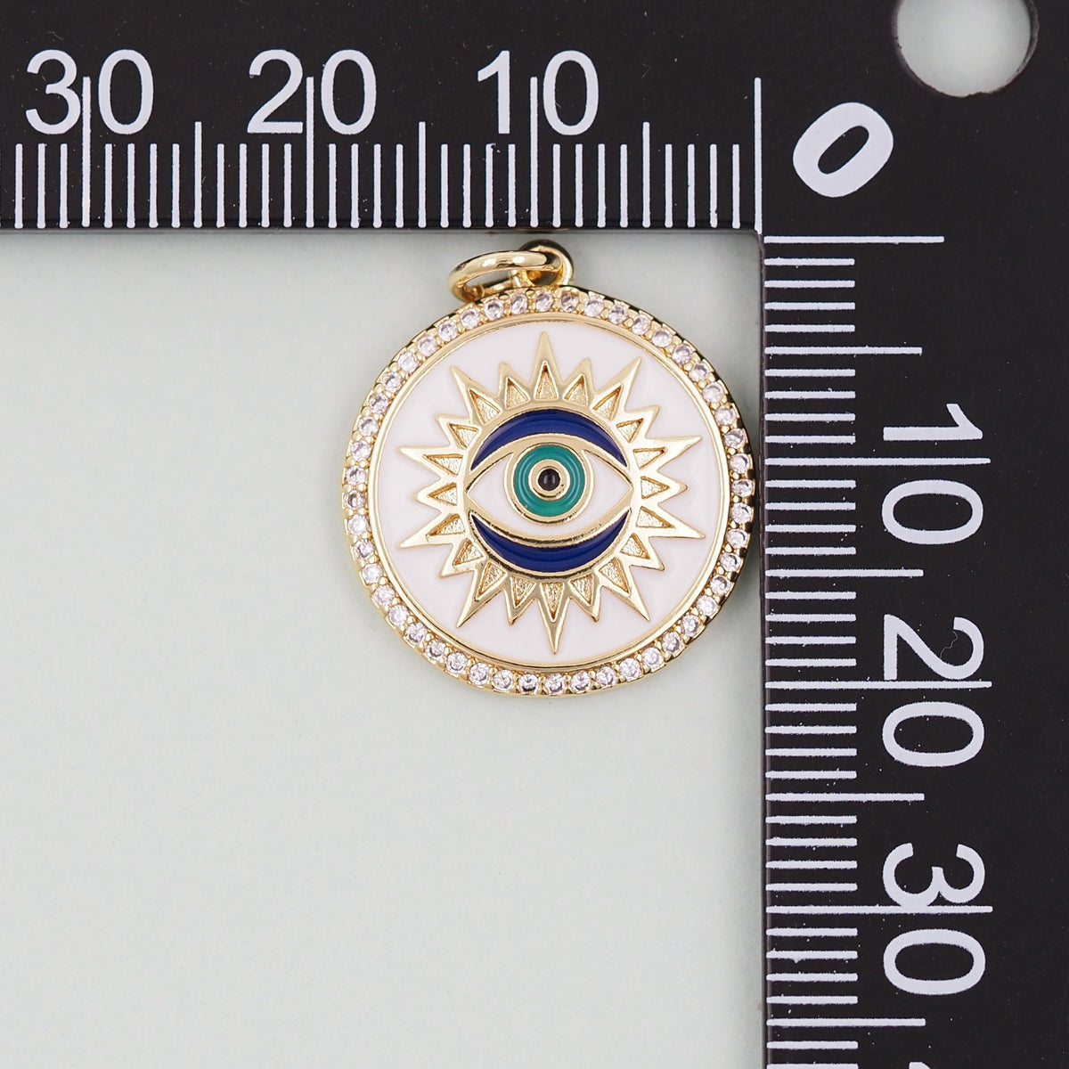 Gold Sun Charms,18K Gold Filled Round Eye Pendant,Sun Evil Eye Charm Bracelet Necklace for DIY Jewelry Making Supply