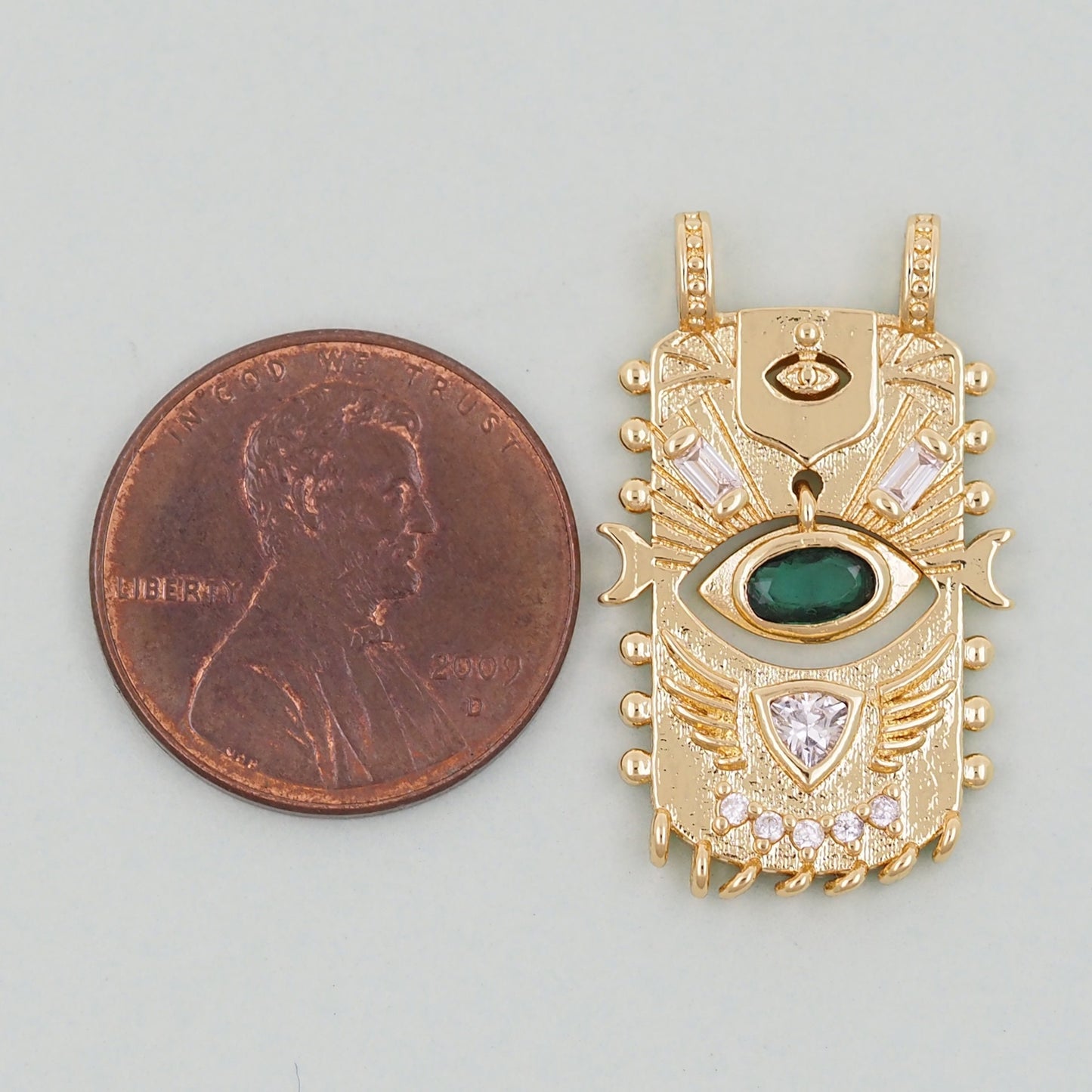 Gold rectangle Evil Eye Charms,18K Gold Filled rectangle Eye Pendant,Green Evil Eye Charm Bracelet Necklace for DIY Jewelry Making Supply