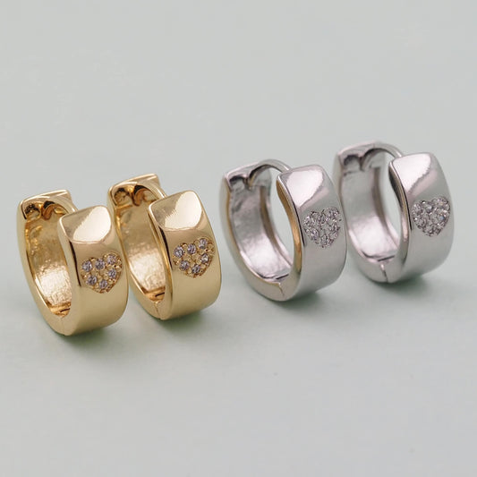 1pair 18K Gold Filled Heart Hoops Earrings,Gold Earrings,Dainty Hoops Huggie,Gold Huggies Hoop Earrings