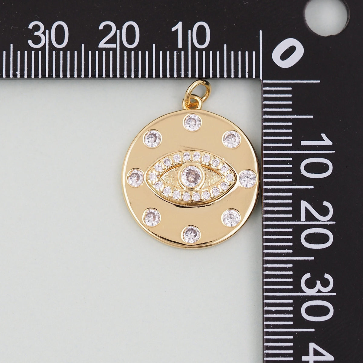 Gold Round Coin Charms,18K Gold Filled Round Eye Pendant,Evil Eye Charm Bracelet Necklace for DIY Jewelry Making Supply