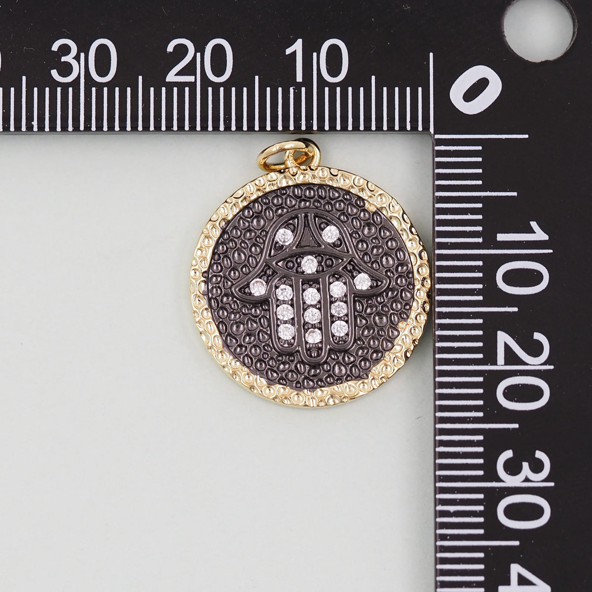 Gold Black Hamsa Charms,18K Gold Filled CZ Hamsa Pendant,Round Hamsa Protection Charms Bracelet Necklace for DIY Jewelry Maki