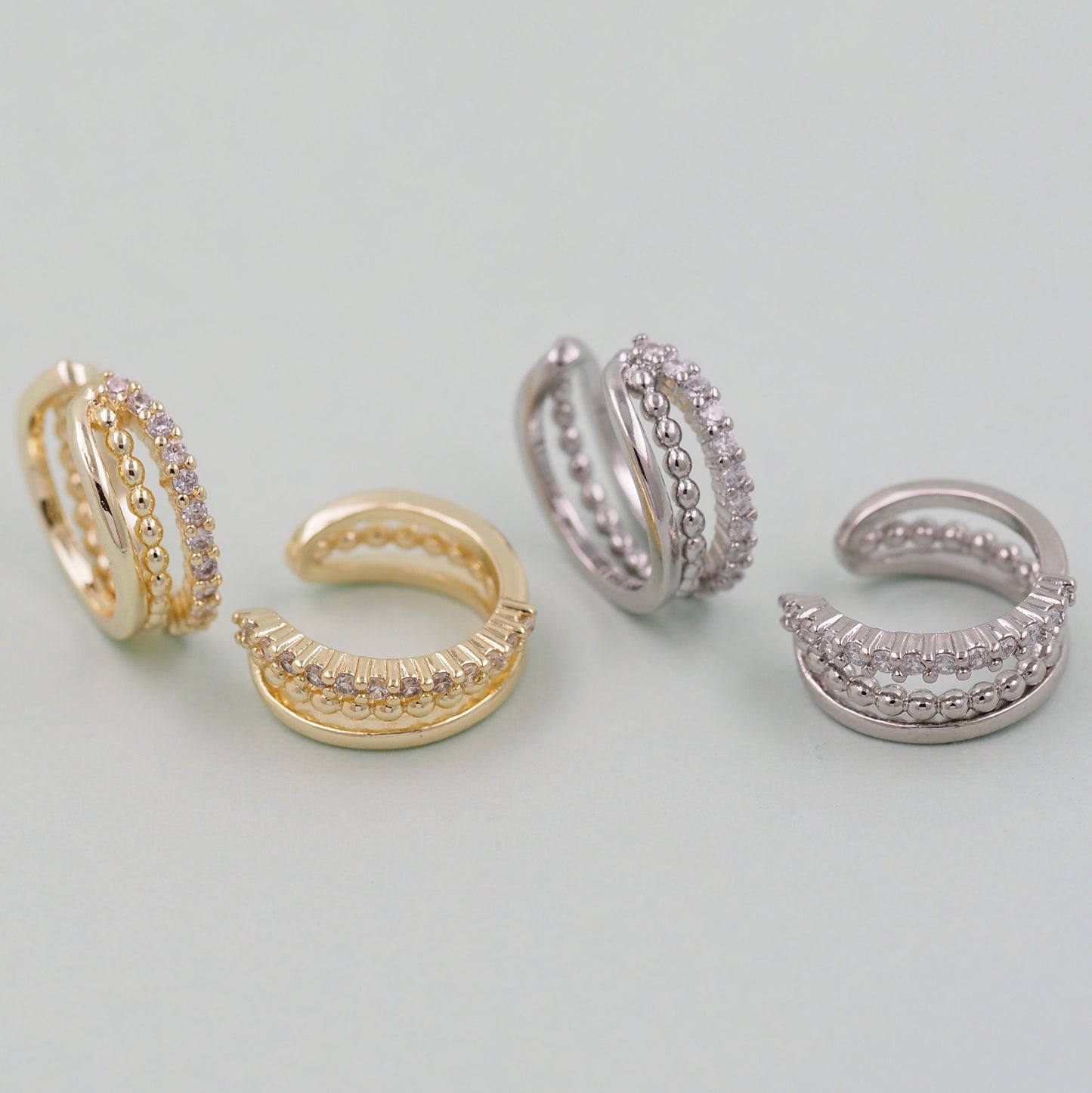 1pair 18K Gold Filled Dainty Hoop Earrings,CZ Ear Cuff No Piercing,Cartilage Earring,Ear Wrap Earrings