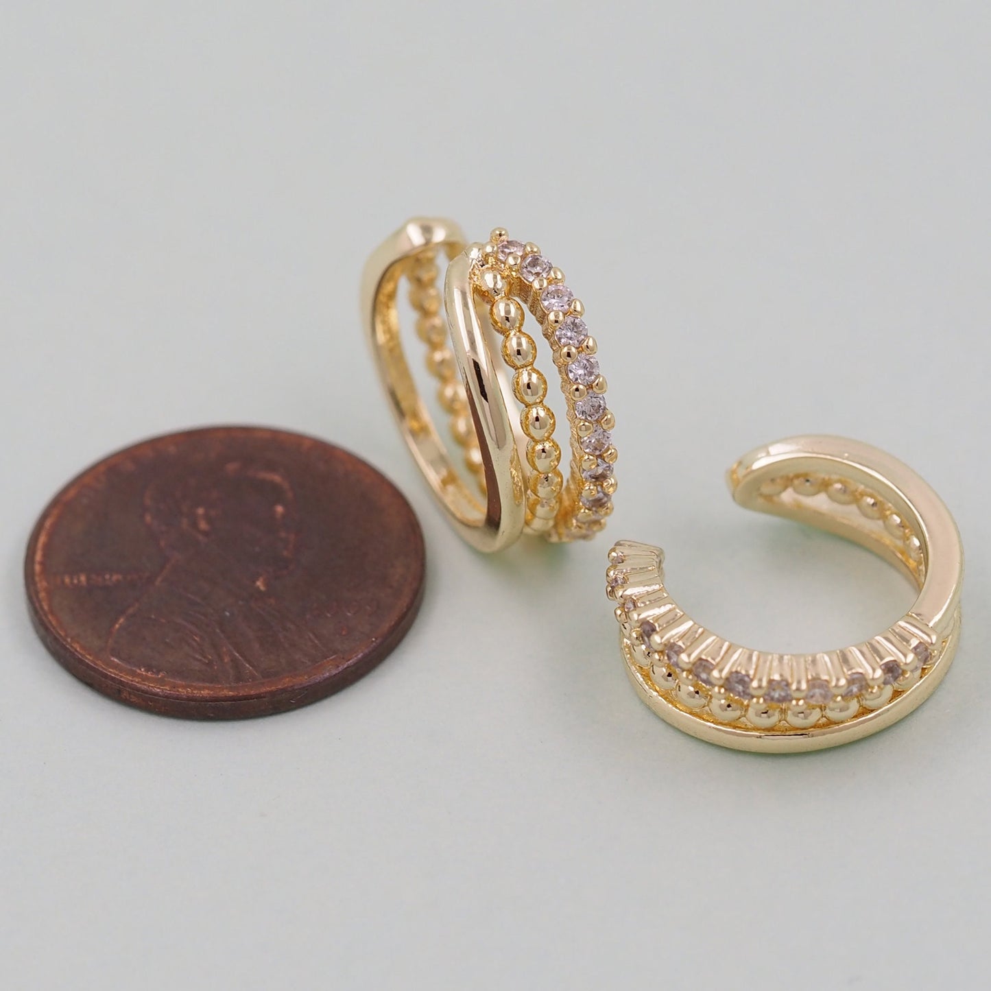 1pair 18K Gold Filled Dainty Hoop Earrings,CZ Ear Cuff No Piercing,Cartilage Earring,Ear Wrap Earrings