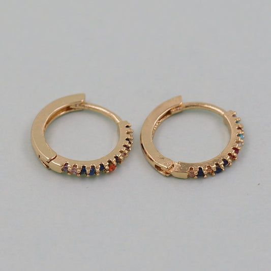 1pair 18K Gold Filled thin CZ Hoops Earrings,Gold Earrings,Dainty Hoops Huggie,Gold Huggies Hoop Earrings