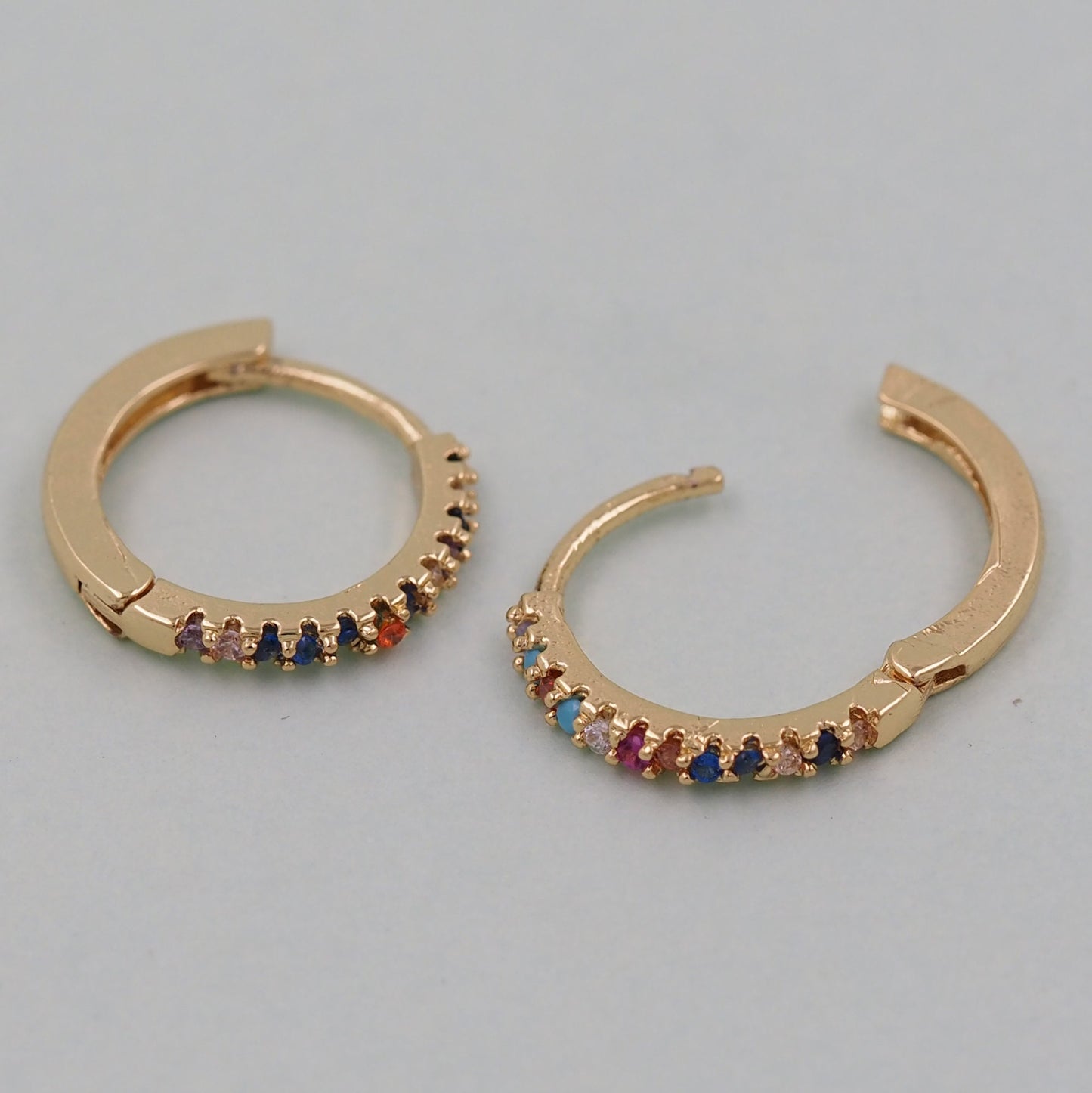 1pair 18K Gold Filled thin CZ Hoops Earrings,Gold Earrings,Dainty Hoops Huggie,Gold Huggies Hoop Earrings