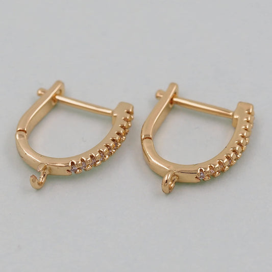 1pair 18K Gold Filled Hoops earring components,Gold U Earrings,Dainty Hoops Huggie,Gold Huggies Hoop Earrings