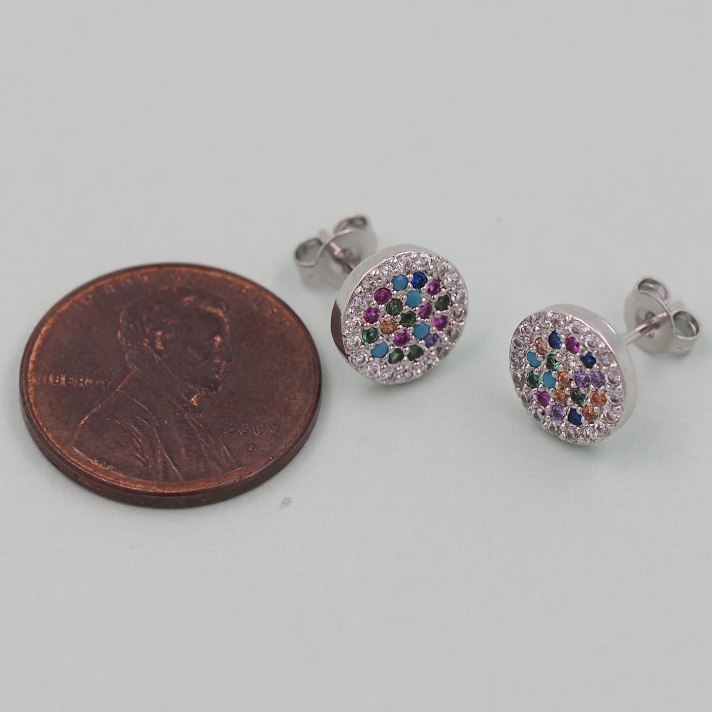 1pair 18K Gold Filled Evil Eye Earrings,Gold colorful Round Earrings,Dainty Earrings