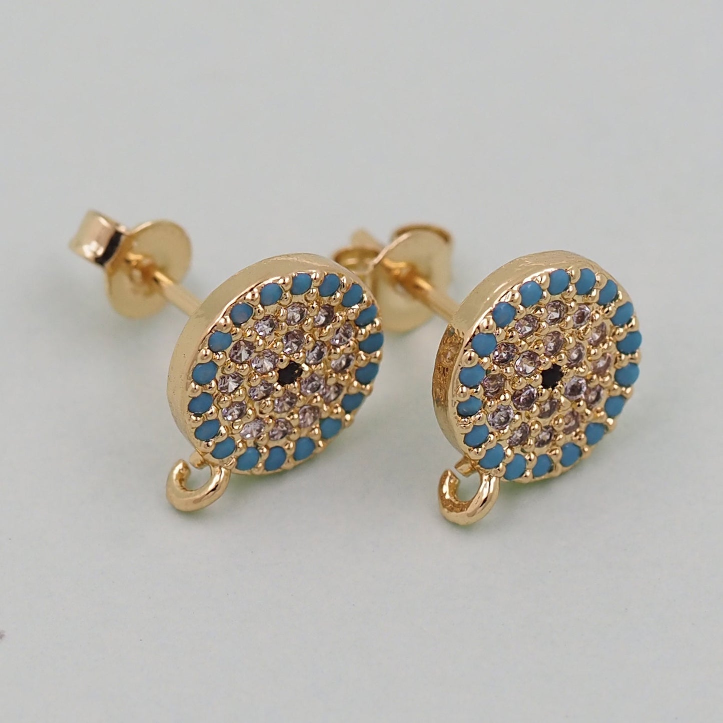 1pair 18K Gold Filled Evil Eye Earrings,Gold Round Earrings,Dainty Earrings
