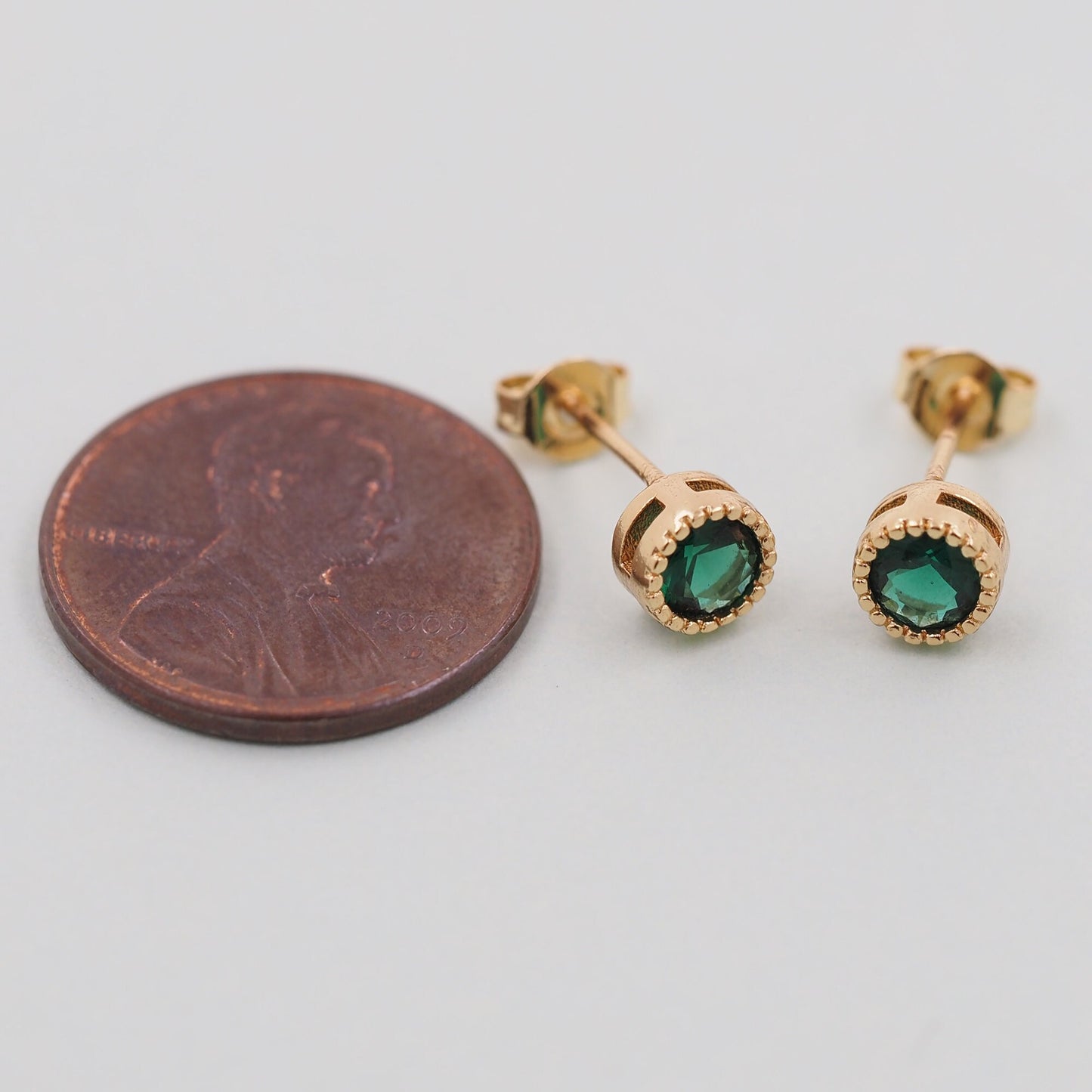 1pair 18K Gold Filled Round Crystal Earrings,Gold Earrings,Dainty Earrings