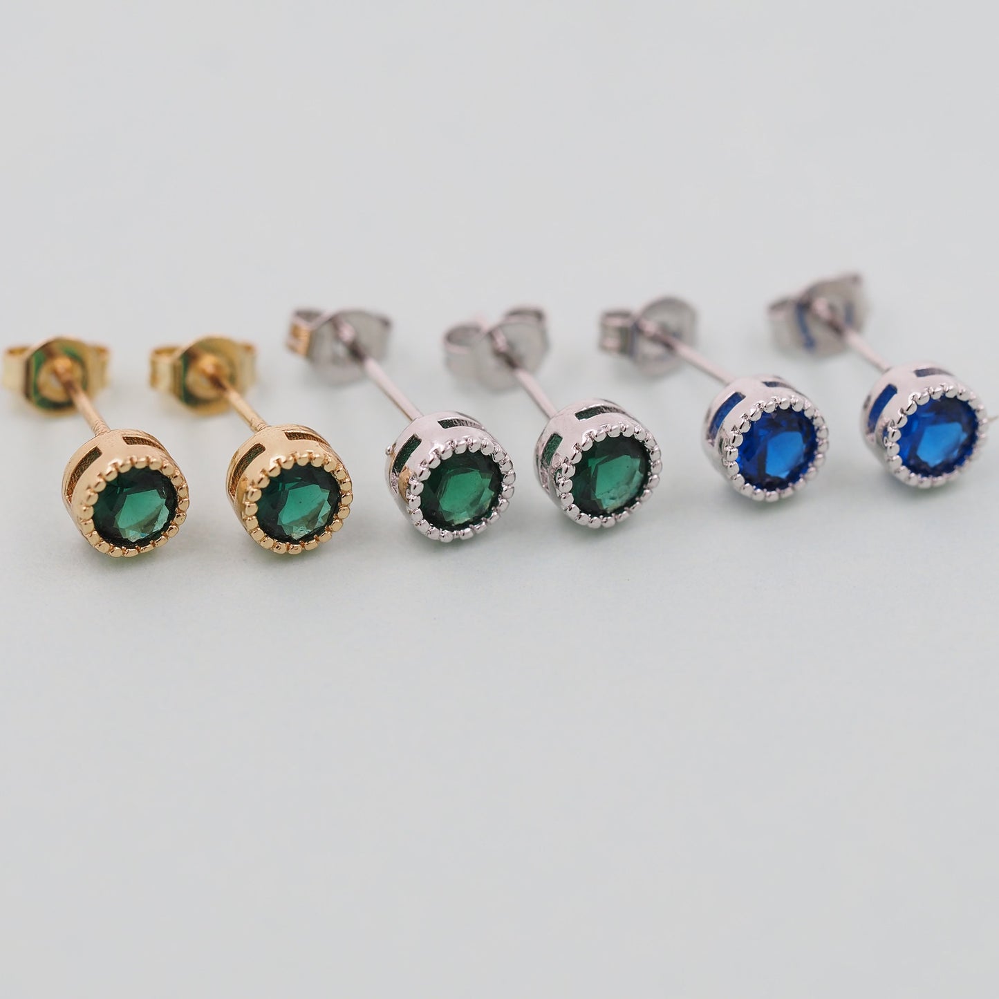 1pair 18K Gold Filled Round Crystal Earrings,Gold Earrings,Dainty Earrings