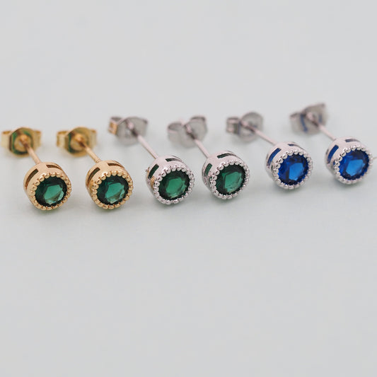 1pair 18K Gold Filled Round Crystal Earrings,Gold Earrings,Dainty Earrings