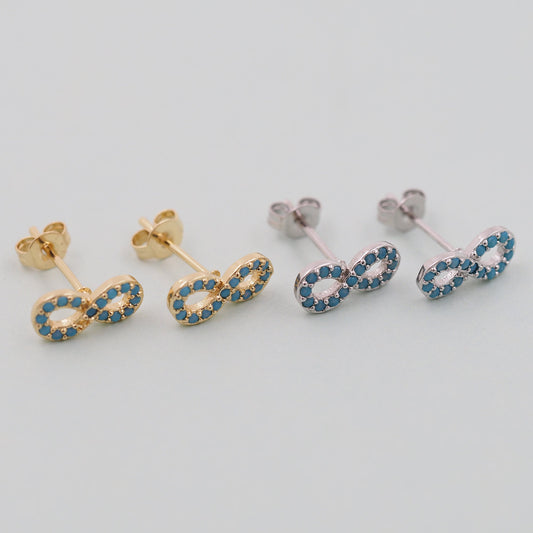 1pair 18K Gold Filled Infinity Earrings,turquoise Gold Earrings,Dainty Earrings